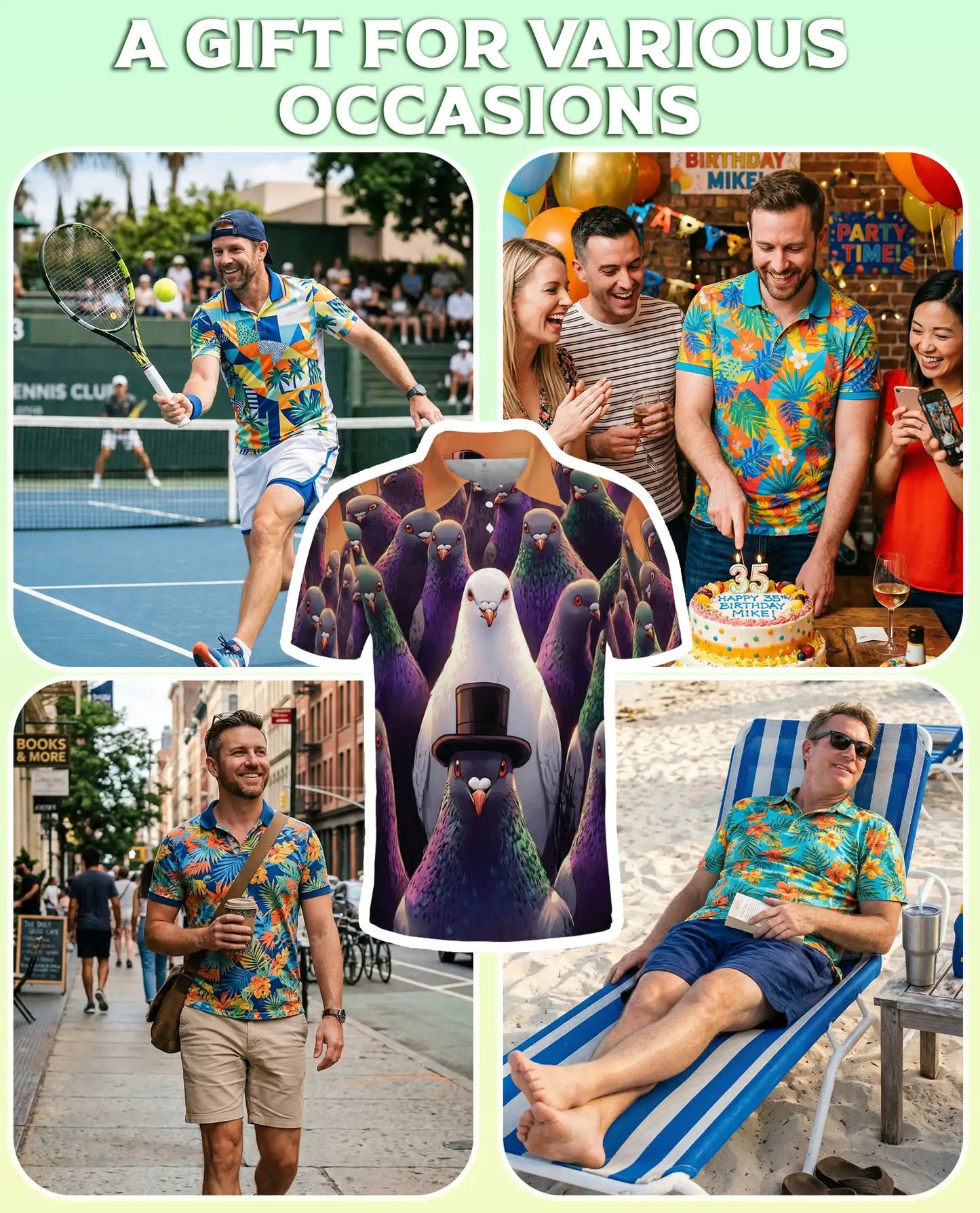 Funny Pigeon 3D Polo Shirt for Men – Cool Bird Humor Streetwear Style | Netecom