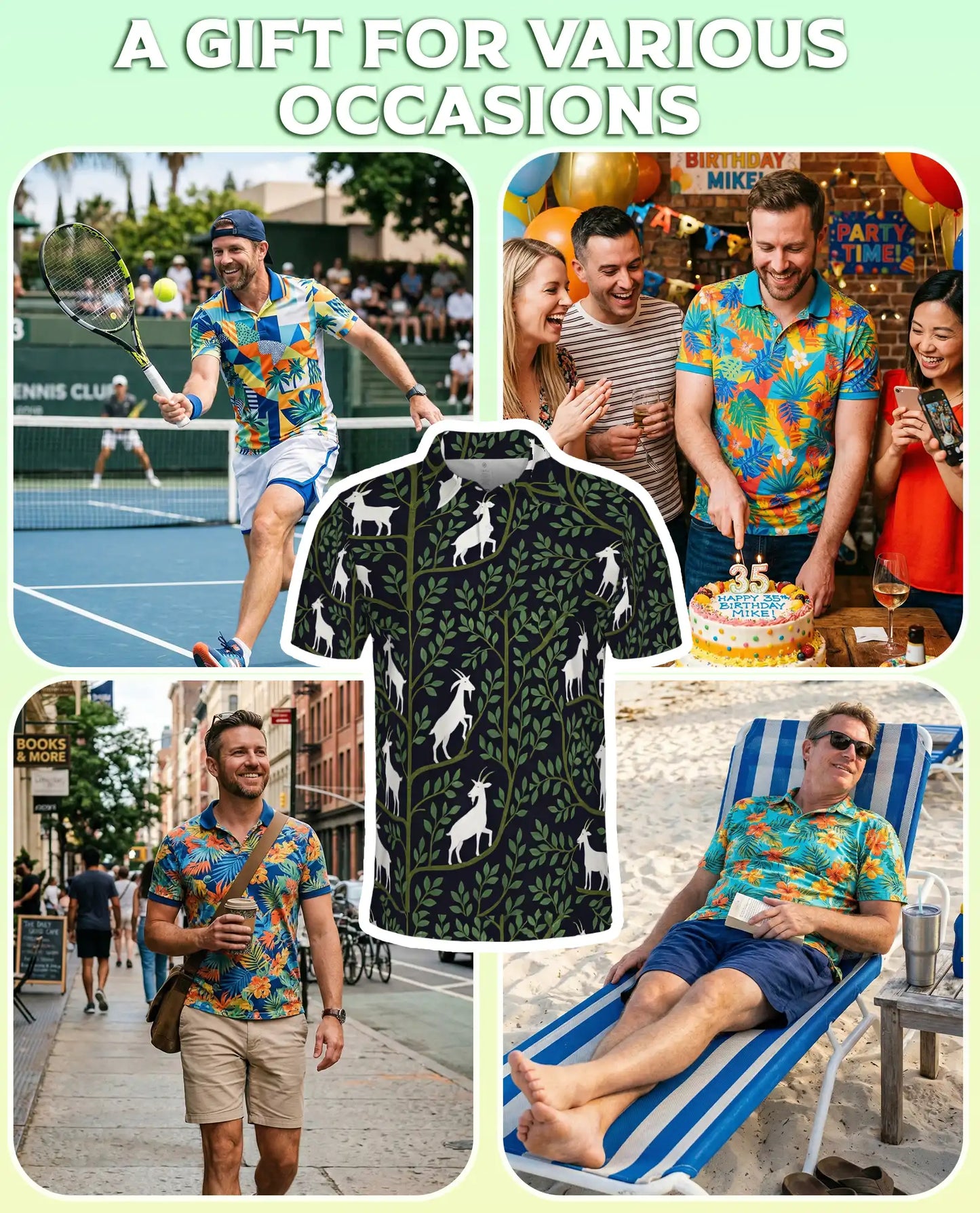 Botanical Goat Polo Shirt – Woodland Nature Print | Netecom