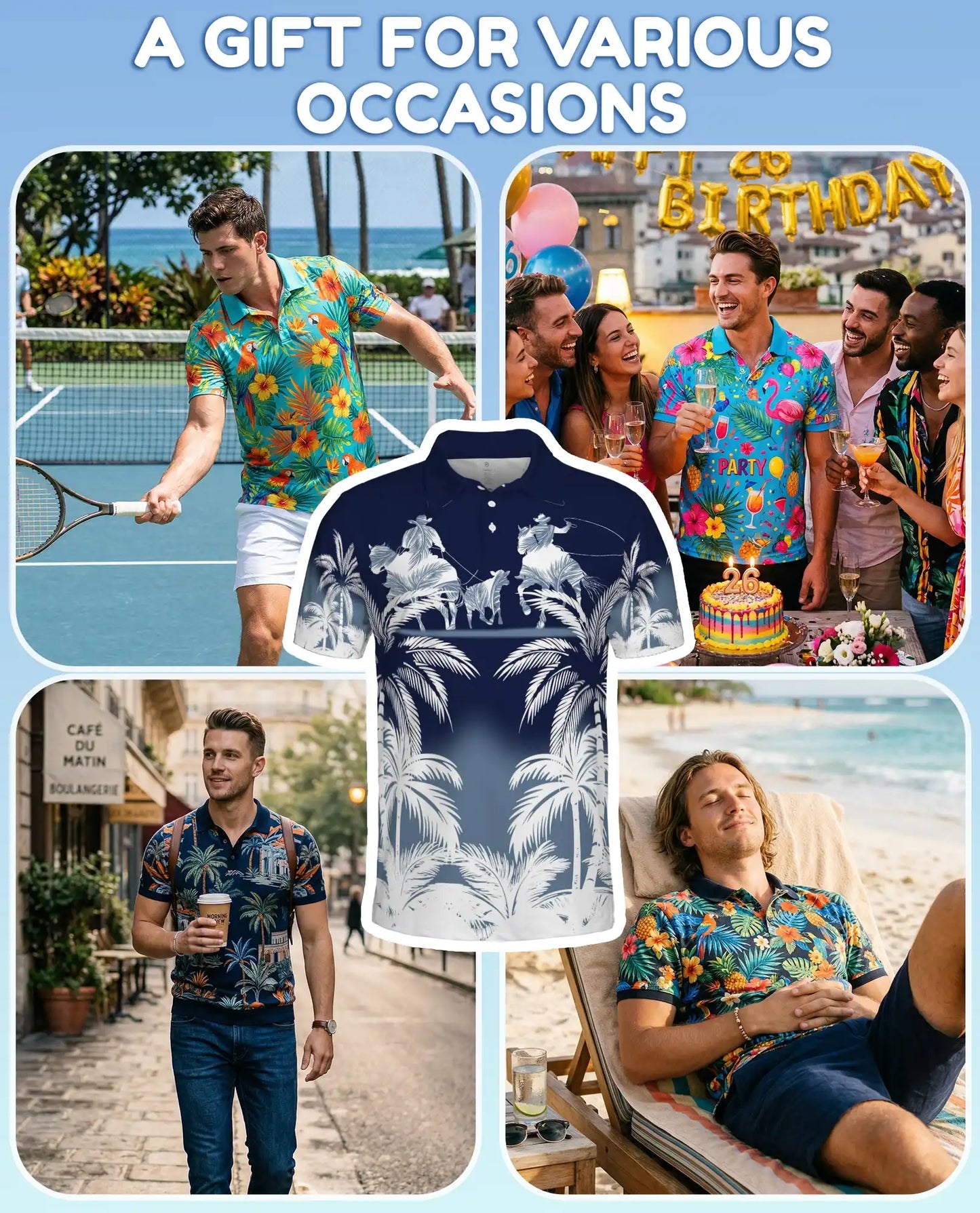 Cowboy Rodeo Polo Shirt - Tropical Western Ranch Style | Netecom