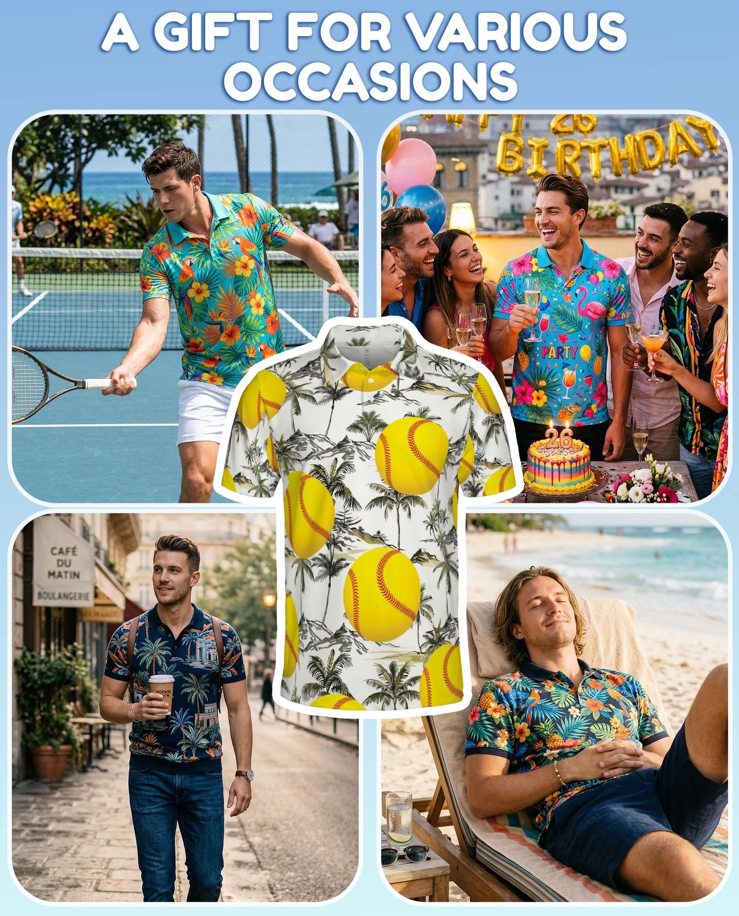 Softball Tropical Polo Shirt for Men – Summer Sports Style | Netecom
