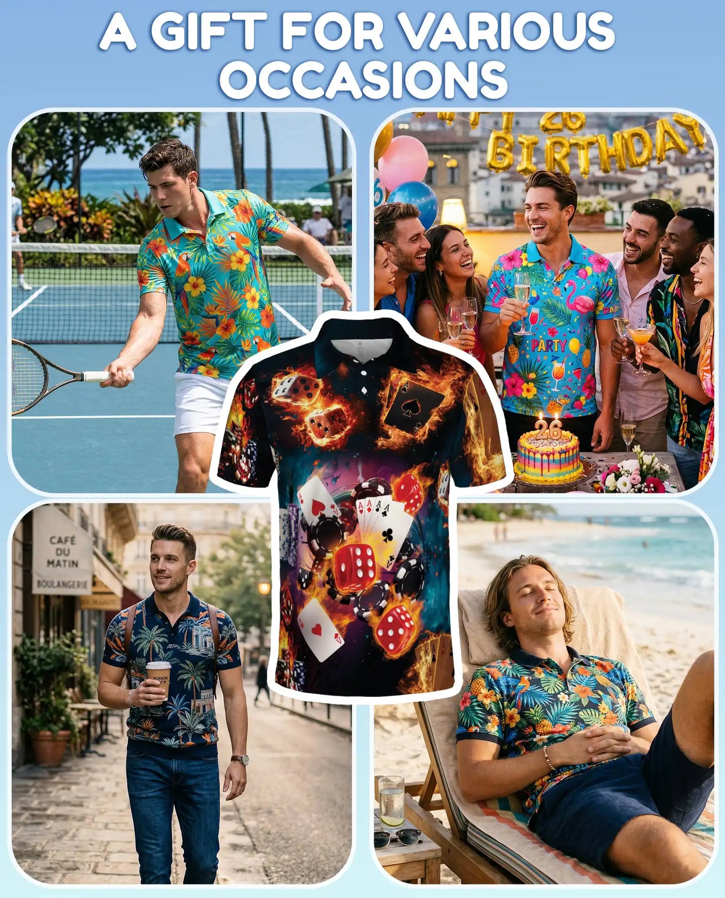 Casino Poker Polo Shirt - Lucky Cards & Dice Style | Netecom