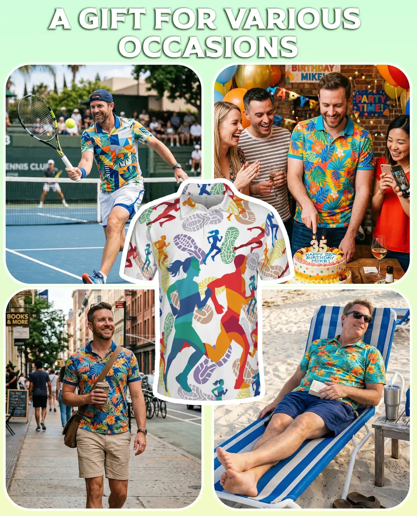 Running Polo Shirt – Colorful Marathon Runner Print | Netecom