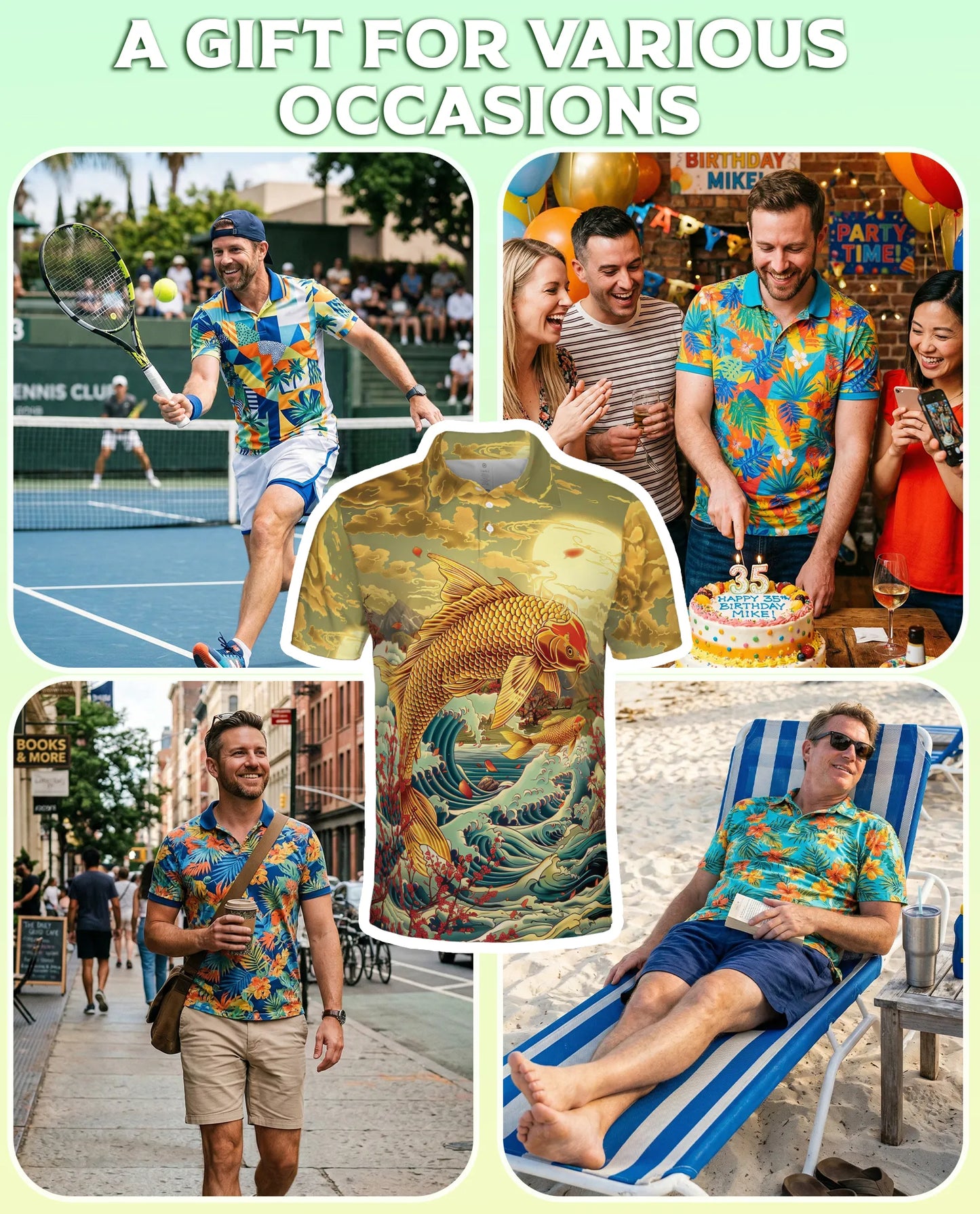 Golden Koi Fish 3D Polo Shirt for Men – Japanese Ocean Art Style | Netecom