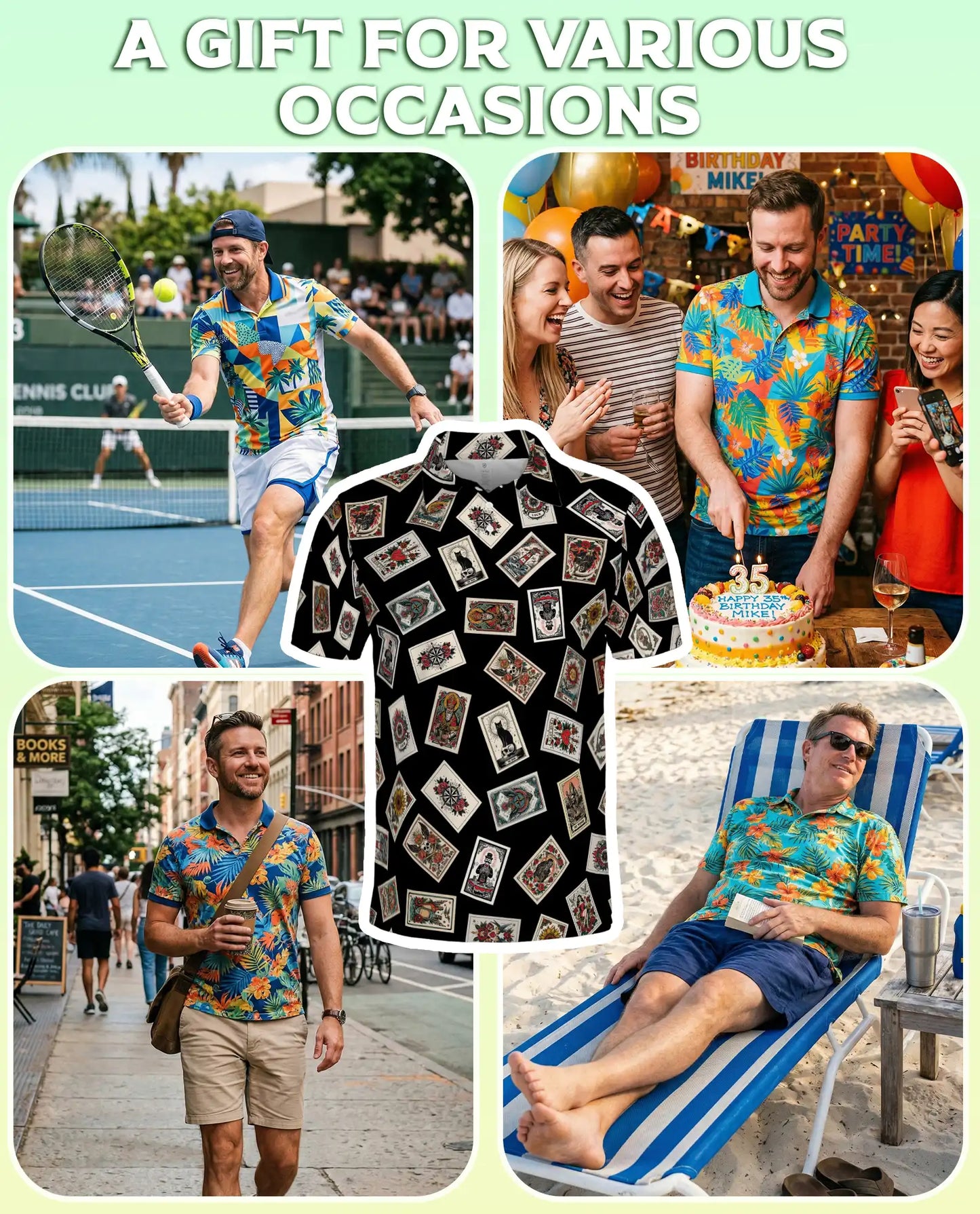 Tarot Card Polo Shirt for Men – Mystical Fortune Design | Netecom