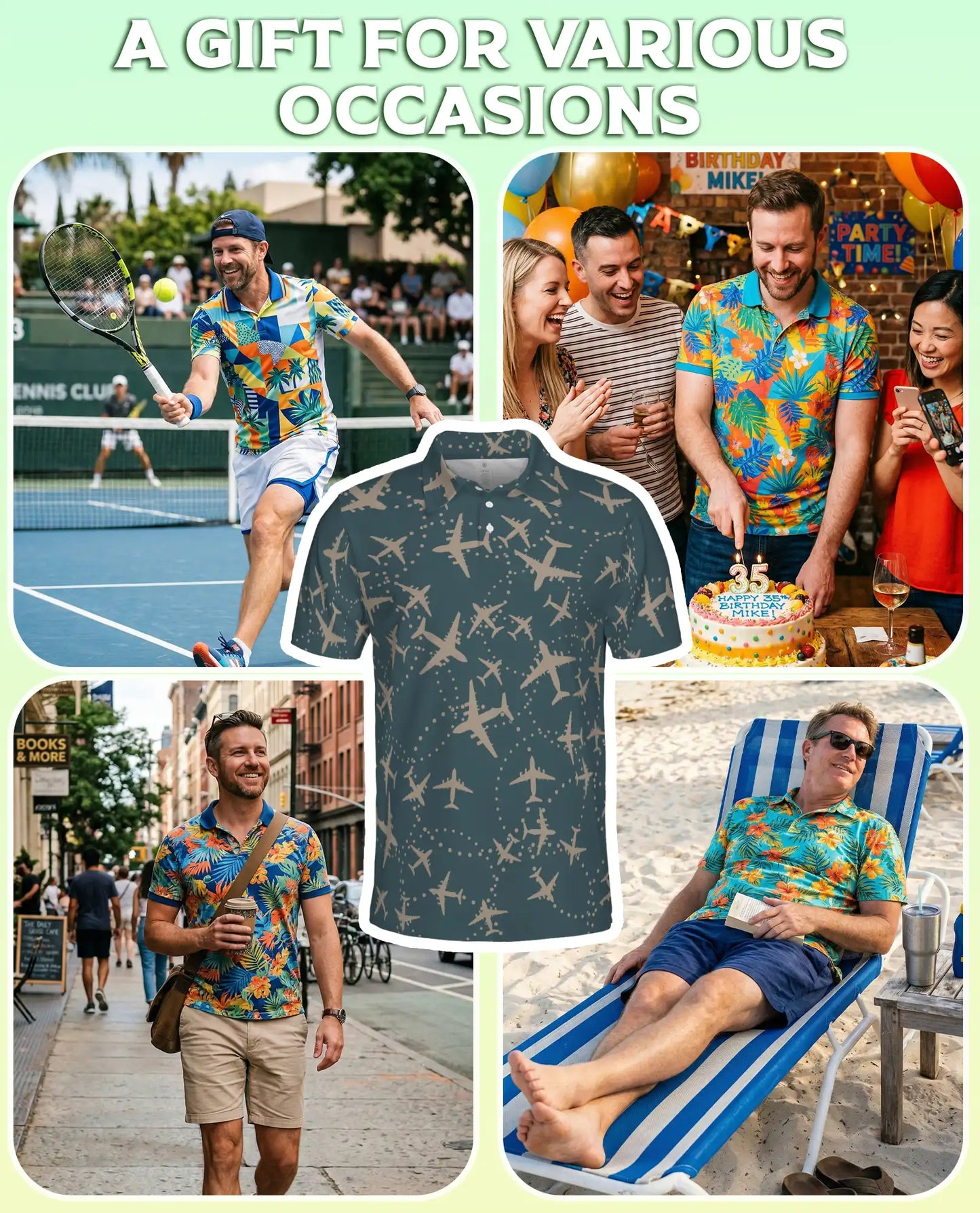 Airplane Print Polo Shirt | Netecom