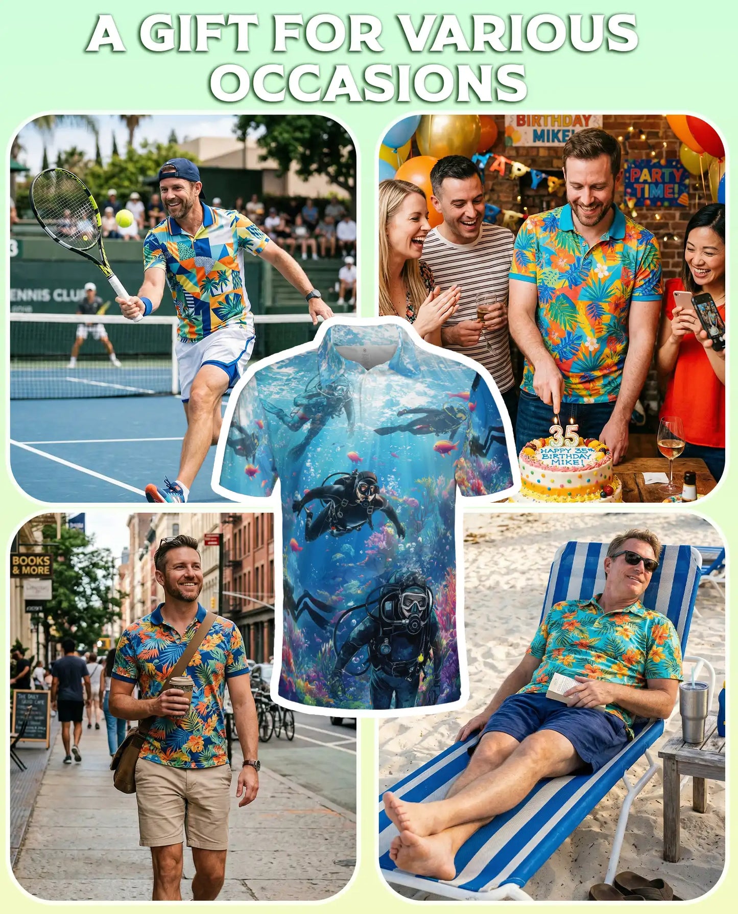 Scuba Diving Polo Shirt – Ocean Reef Print | Netecom