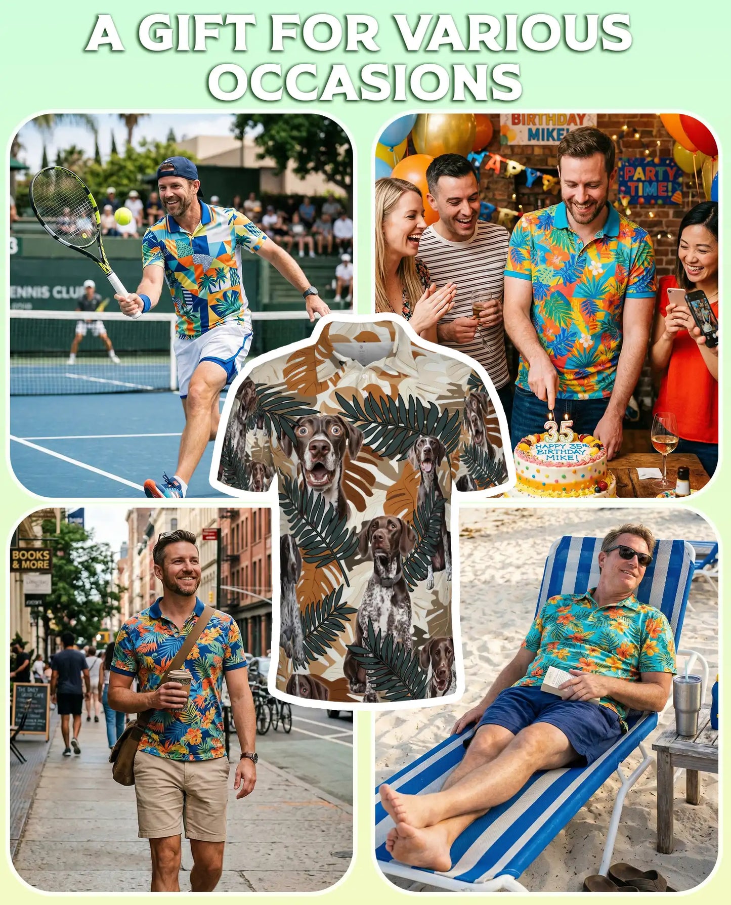 German Shorthaired Pointer Polo Shirt – Tropical Leaf Print | Netecom