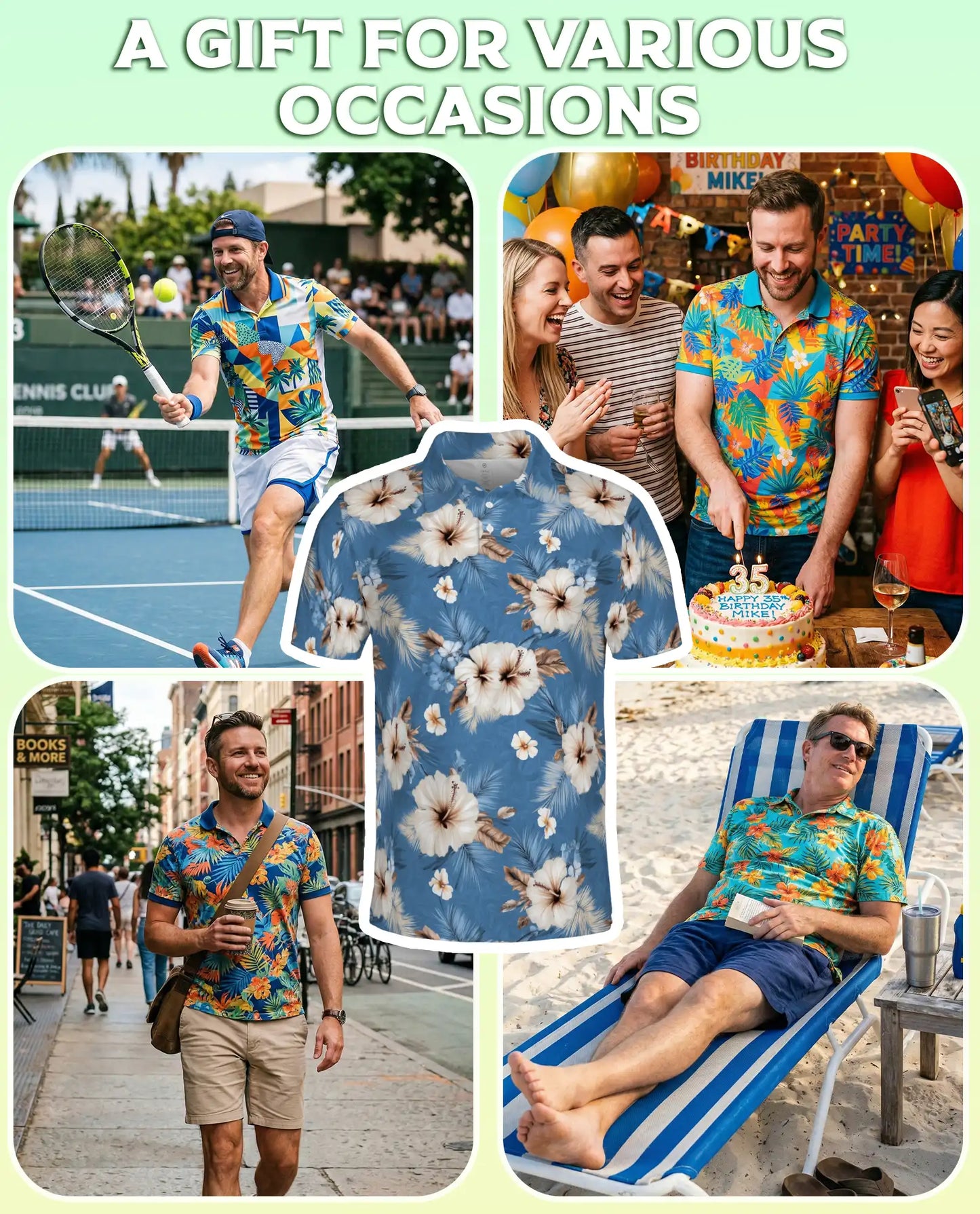 Blue Hibiscus Floral Polo Shirt | Netecom