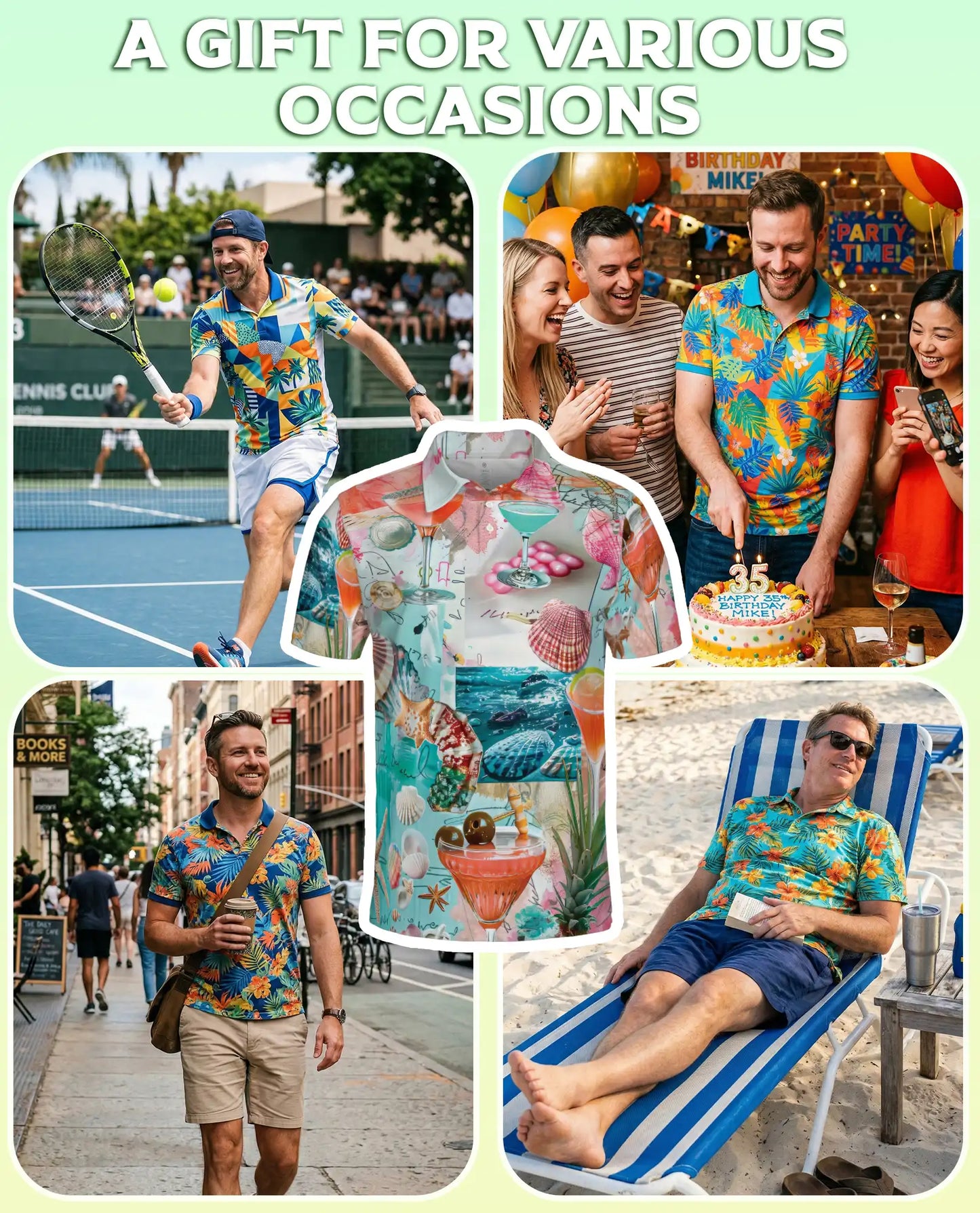 Tropical Beach Cocktail 3D Polo Shirt for Men – Coastal Summer Vacation Style | Netecom