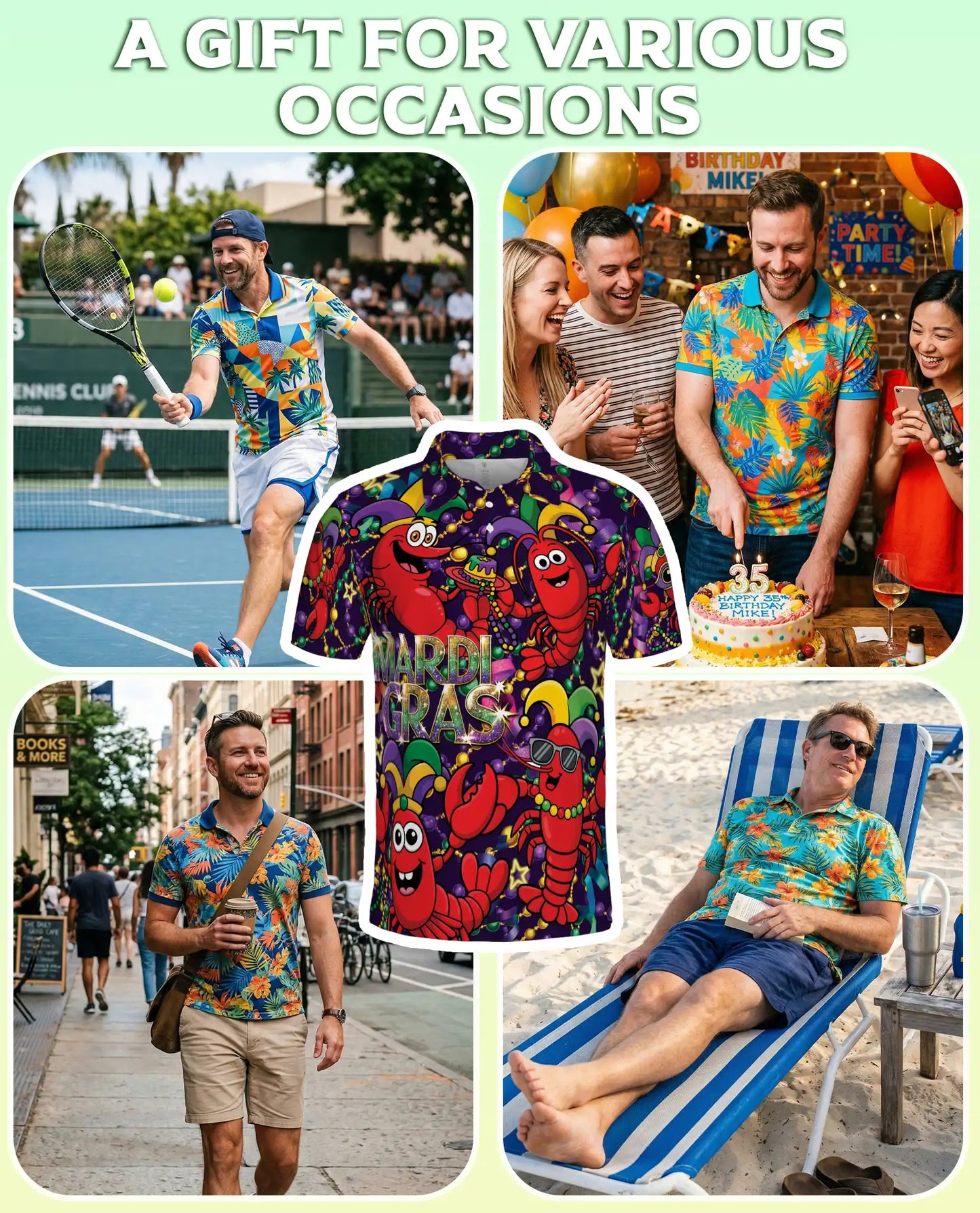 Funny Mardi Gras Crawfish Polo Shirt for Men- Carnival Lobster Shirt | Netecom