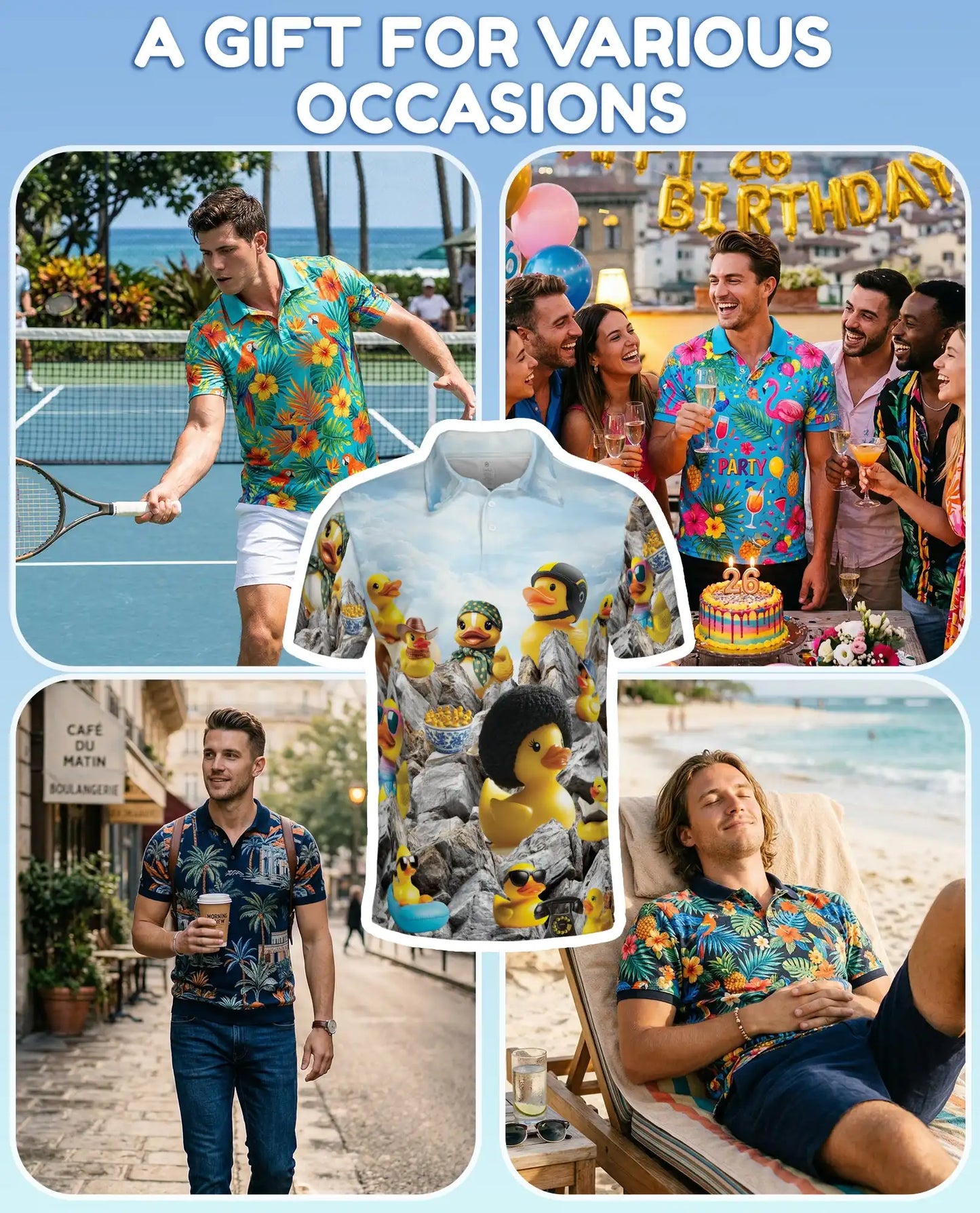 Funny Rubber Duck Polo Shirt - Quirky Duck Adventure Novelty Design | Netecom