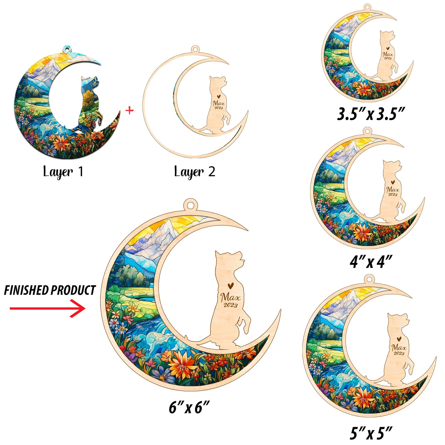 Netecom American Staffordshire Terrier Dog Memorial Suncatcher Personalized Dog Christmas Ornament, Bereavement Gifts for Loss of Pet, Dog Grief Gift, Dog Death Sympathy Gift Pet Loss Sun Catchers