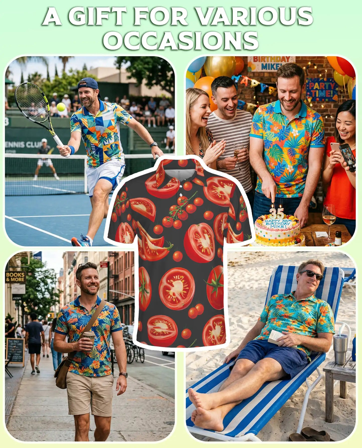 Tomato Slice 3D Polo Shirt for Men – Funny Food Lover Style | Netecom