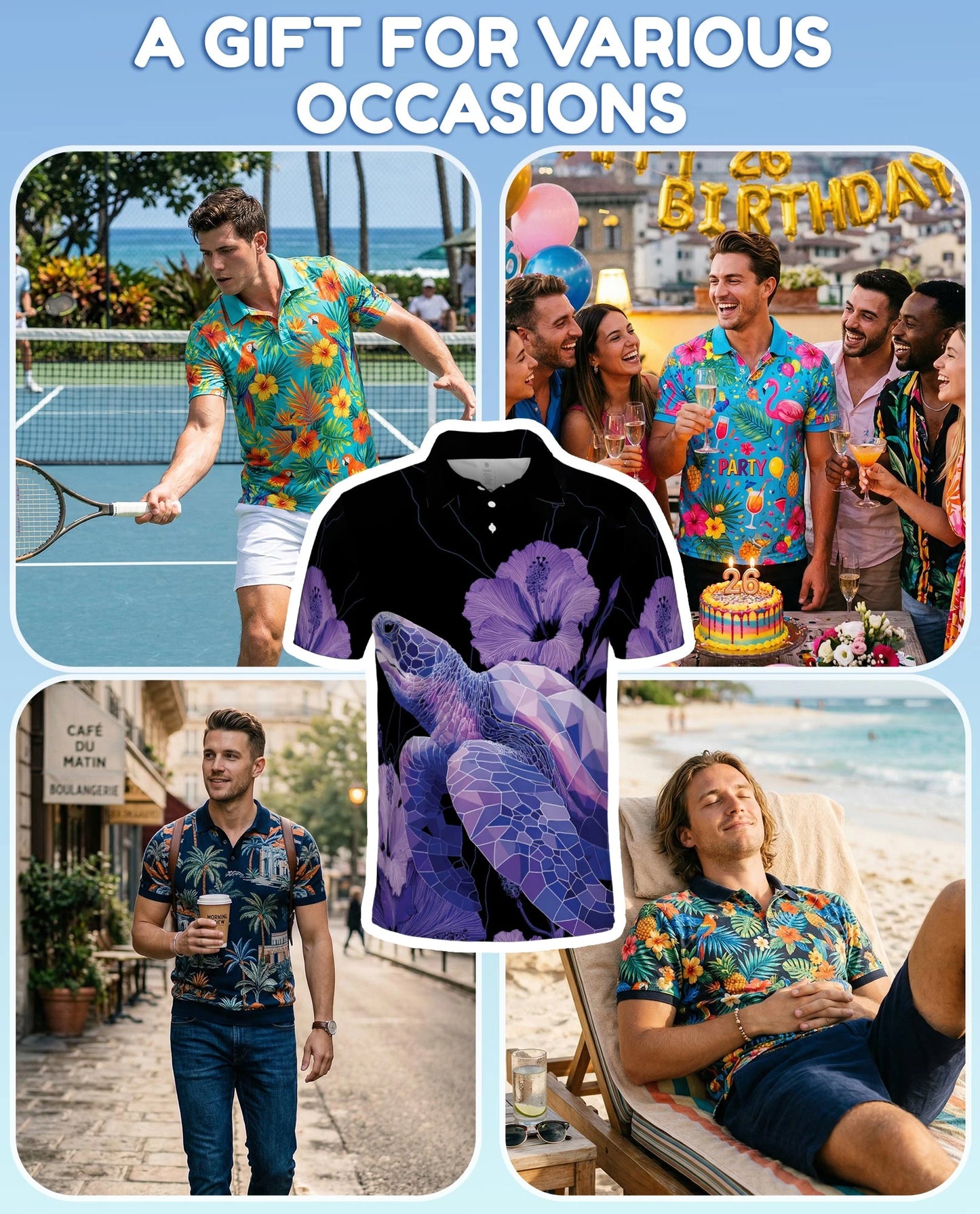 Polynesian Sea Turtle Floral Polo Shirt for Men – Tropical Island Style | Netecom