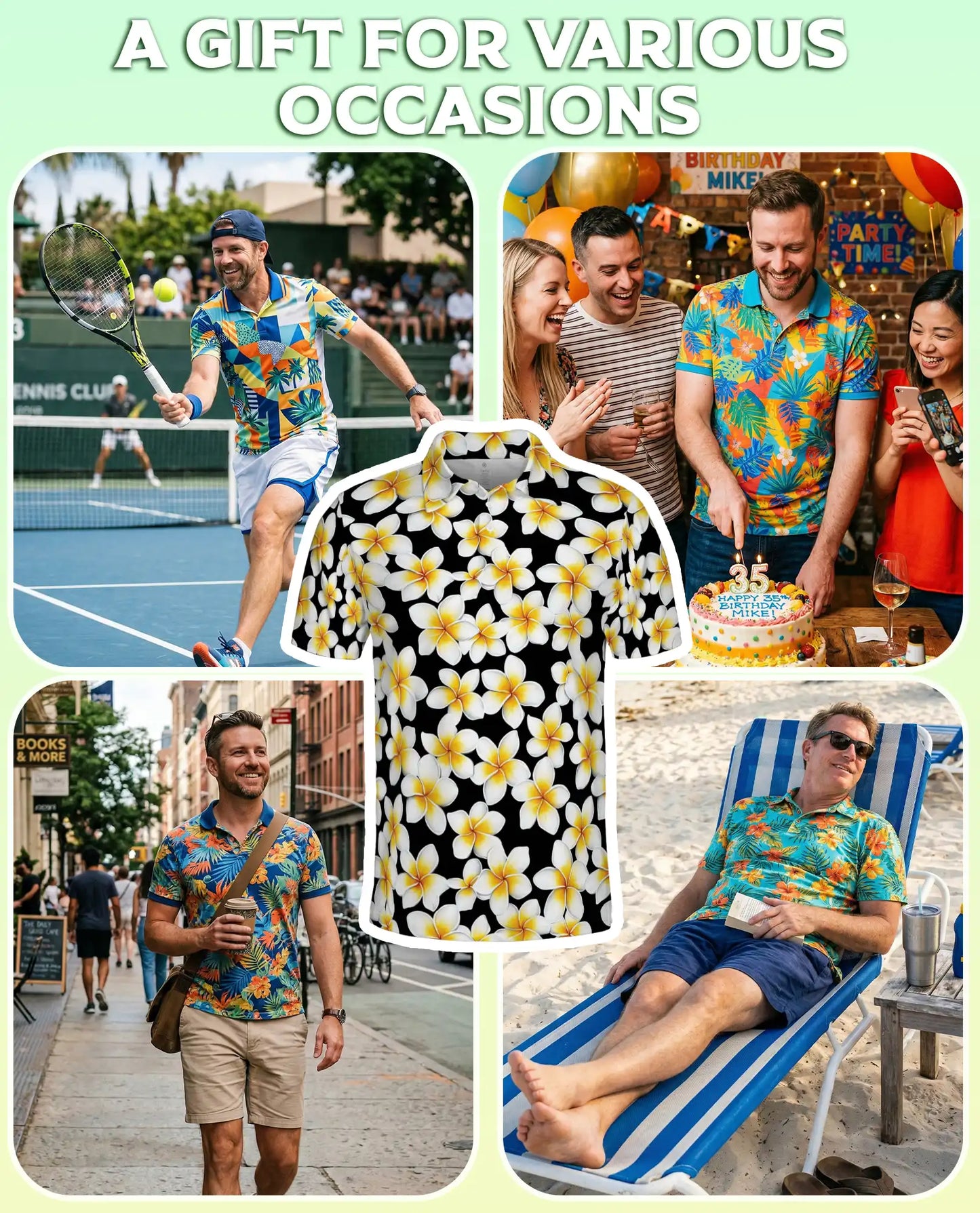 Plumeria Flower 3D Polo Shirt for Men – Tropical Floral Island Style | Netecom