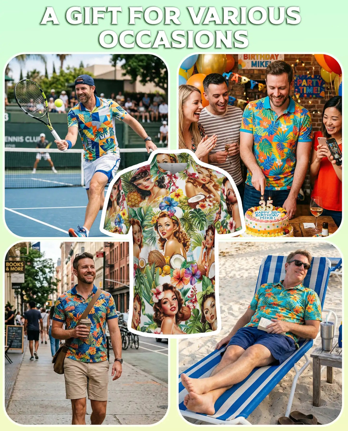 Tropical Pin Up Polo Shirt - Vintage Island Beauty Style | Netecom