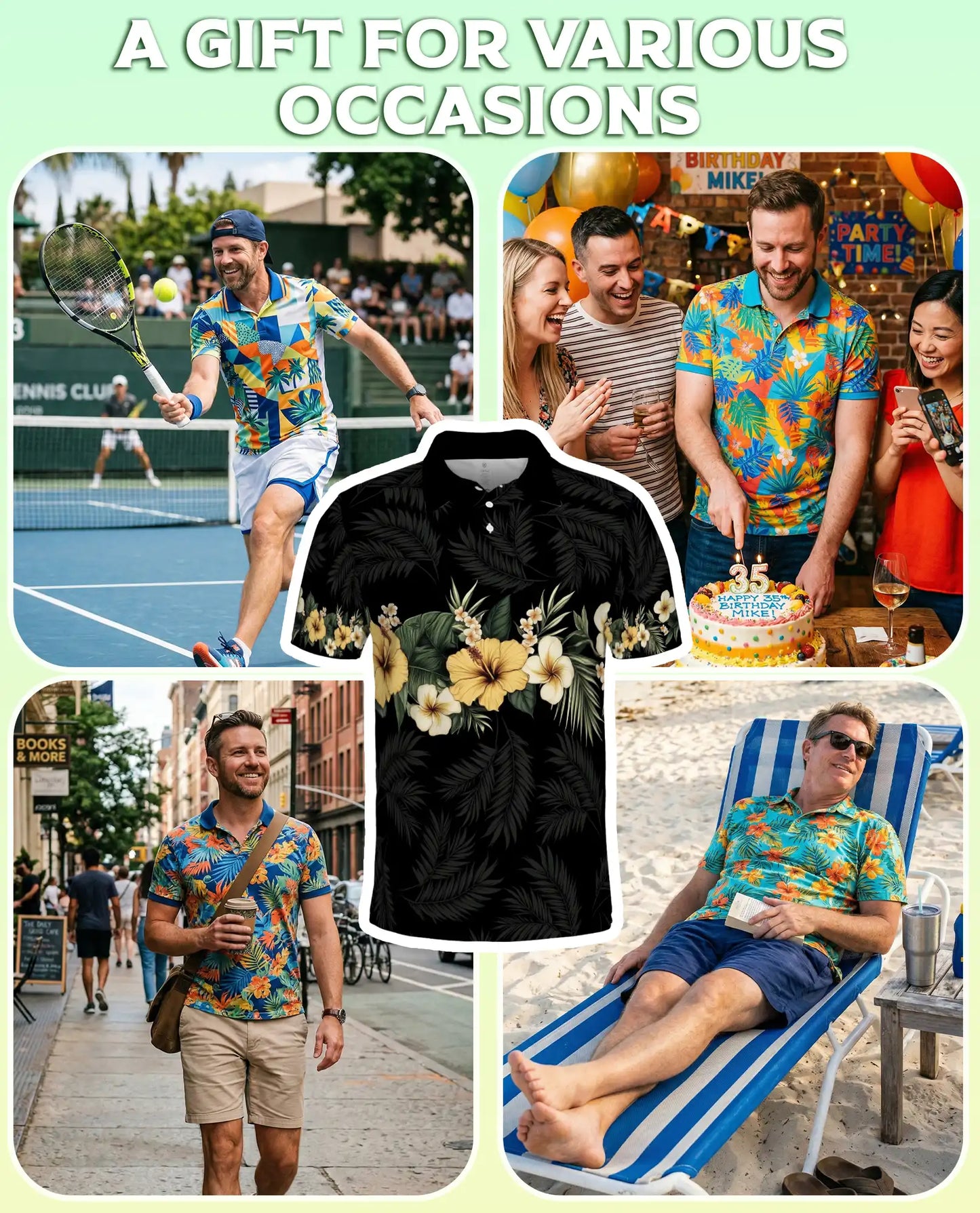 Black Tropical Hibiscus 3D Polo Shirt for Men – Hawaiian Floral Island Style | Netecom