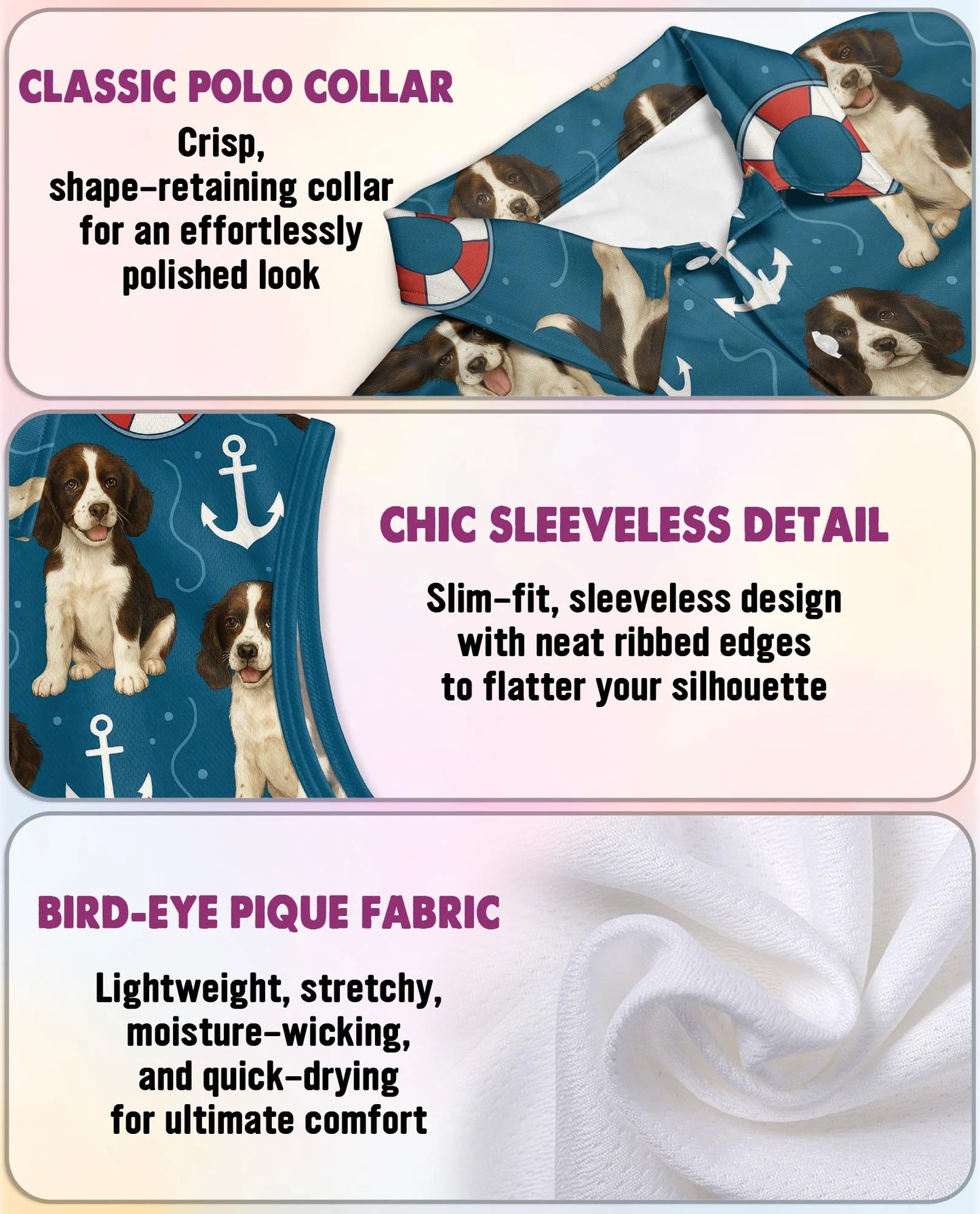 English Springer Spaniel Sleeveless Polo Shirt for Women – Cute Dog Lover Style | Netecom