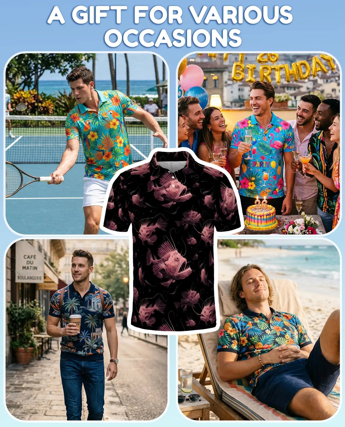 Anglerfish Polo Shirt for Men – Deep Sea Creature Style | Netecom