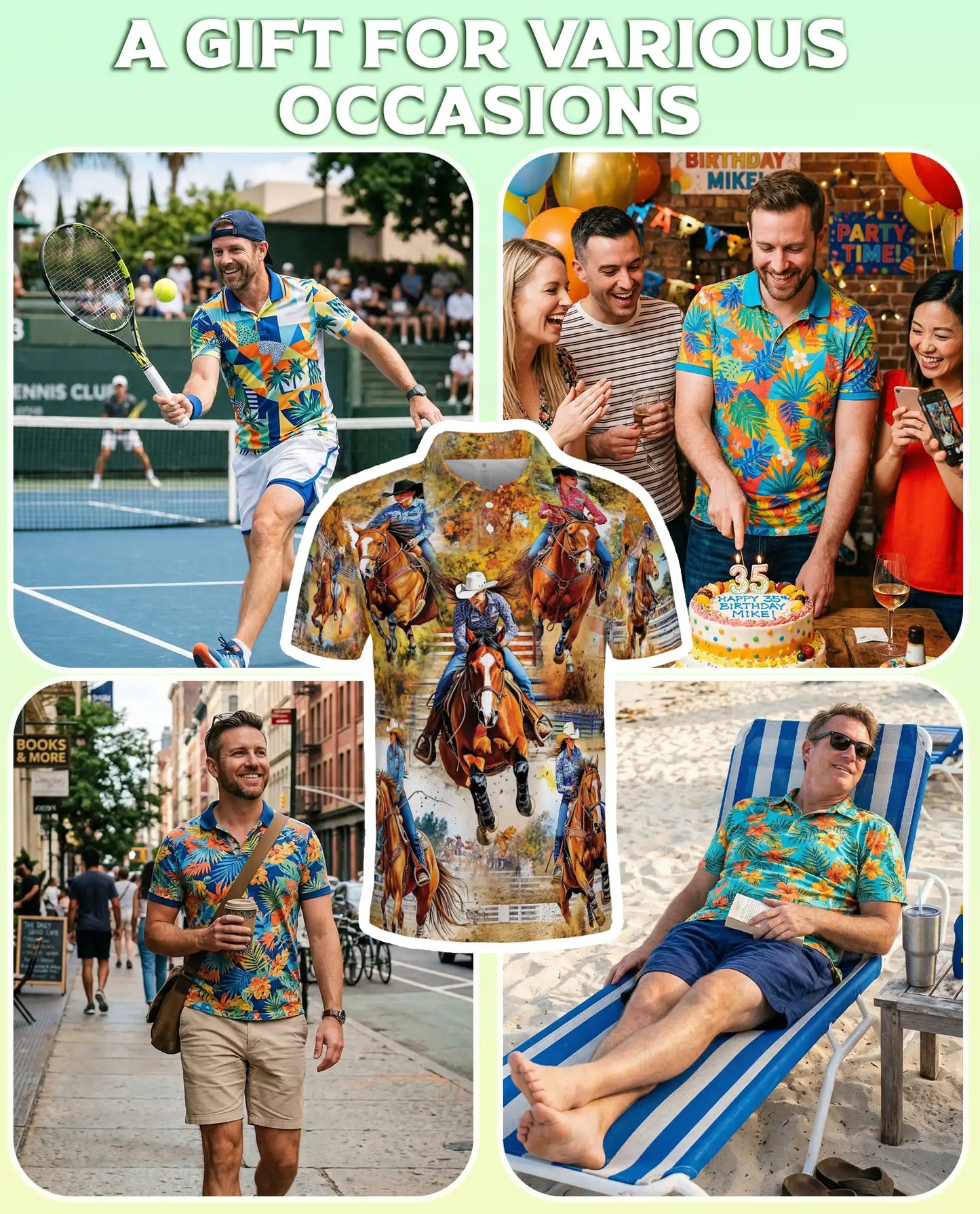 Barrel Racing 3D Polo Shirt for Men – Western Rodeo Cowboy Style | Netecom