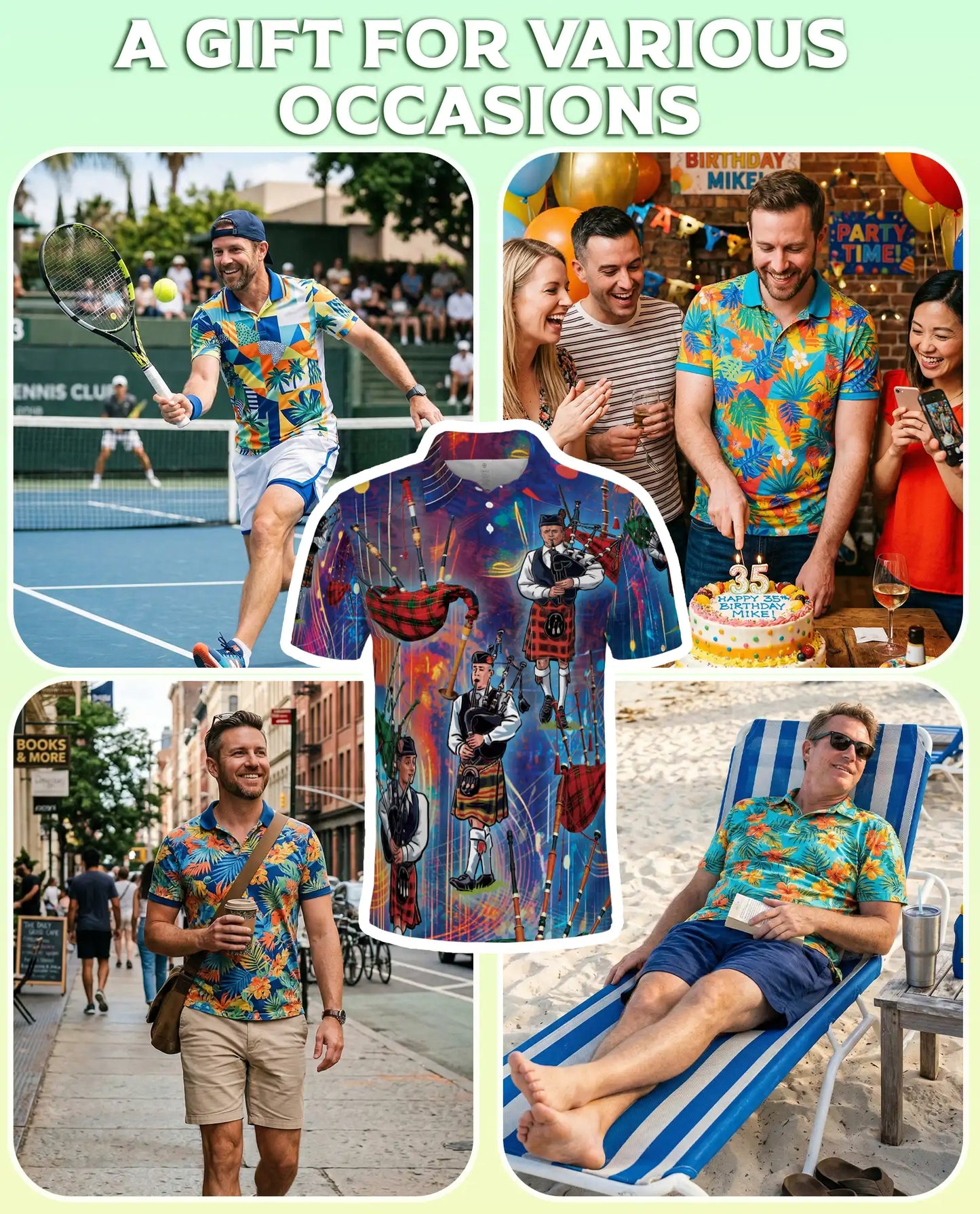Scottish Bagpipe Musician 3D Polo Shirt for Men – Celtic Highland Style | Netecom