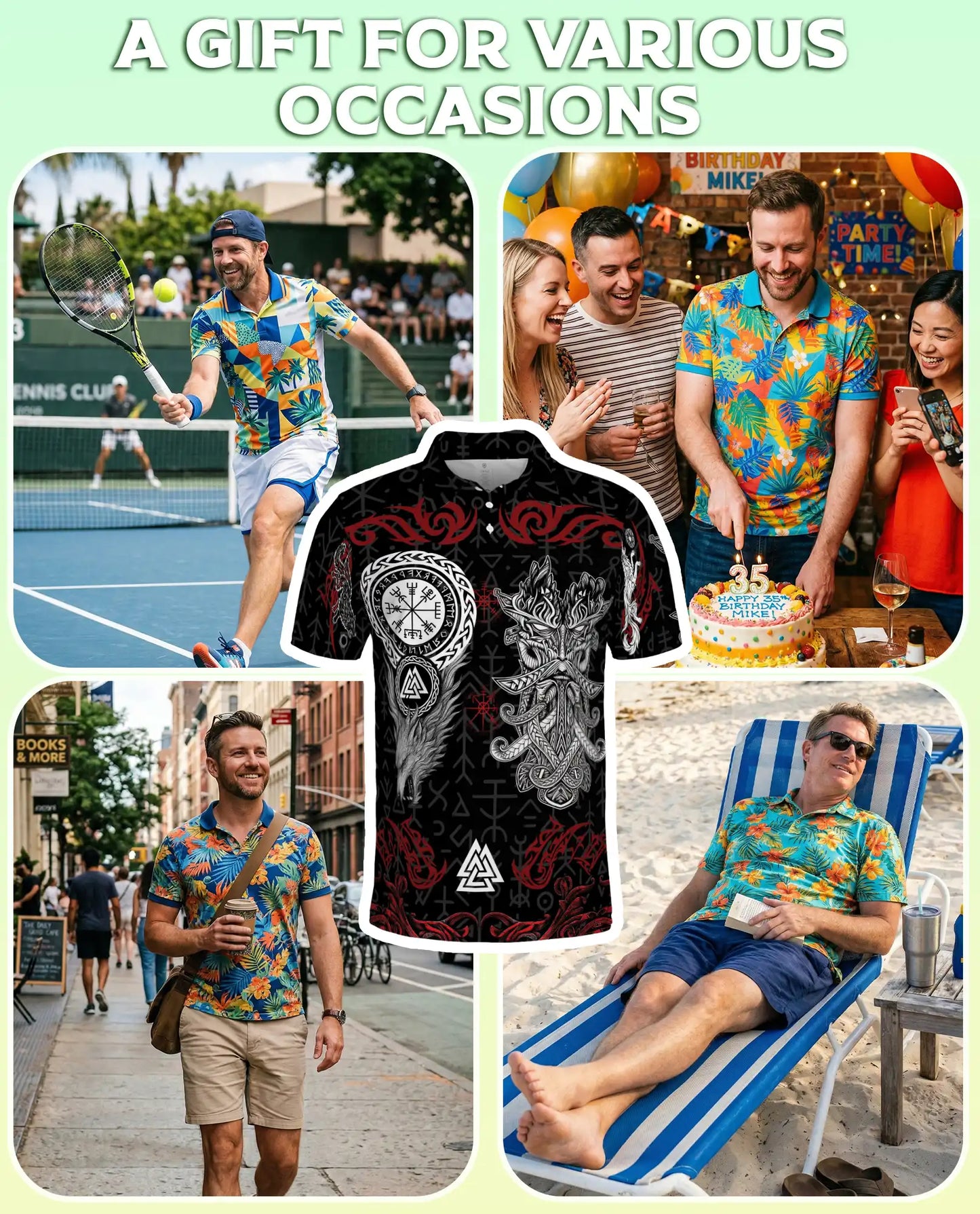 Viking Norse Mythology Polo Shirt-Vegvisir Valknut Rune Warrior Design | Netecom