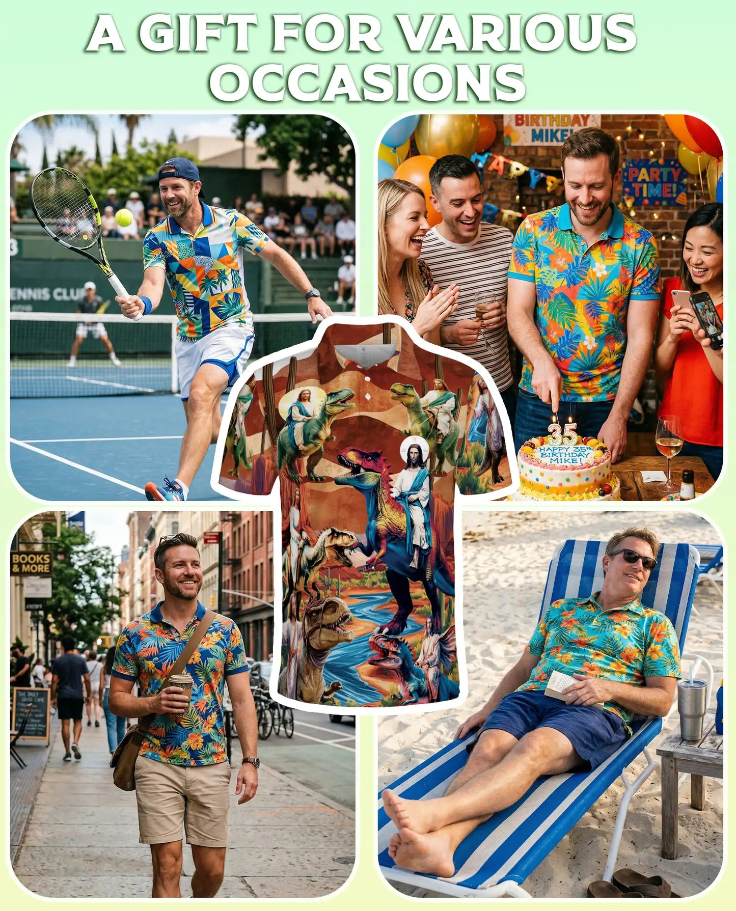 Jesus Dinosaur Polo Shirt – Fantasy Desert Print | Netecom