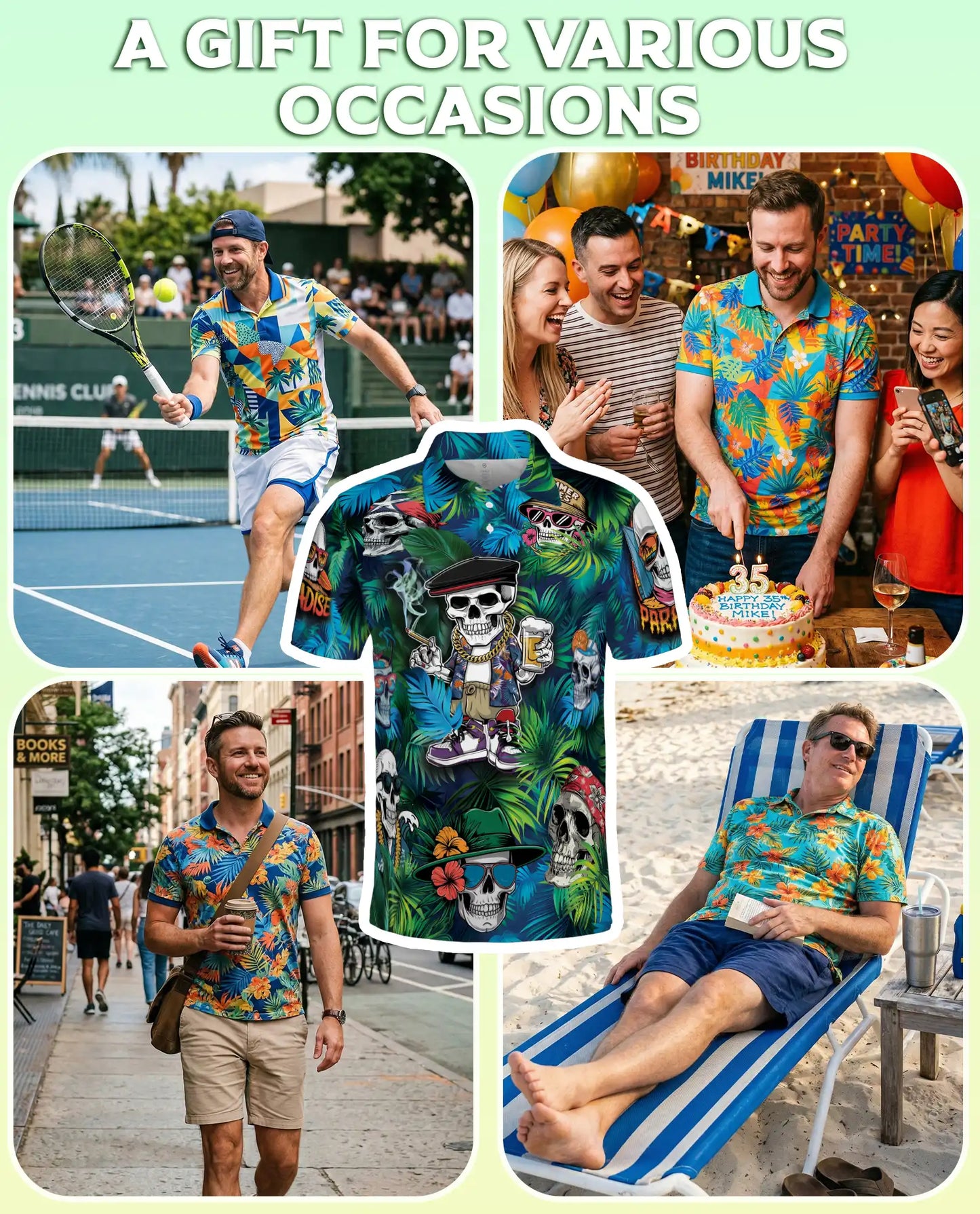 Skull Tropical Summer Polo Shirt | Netecom