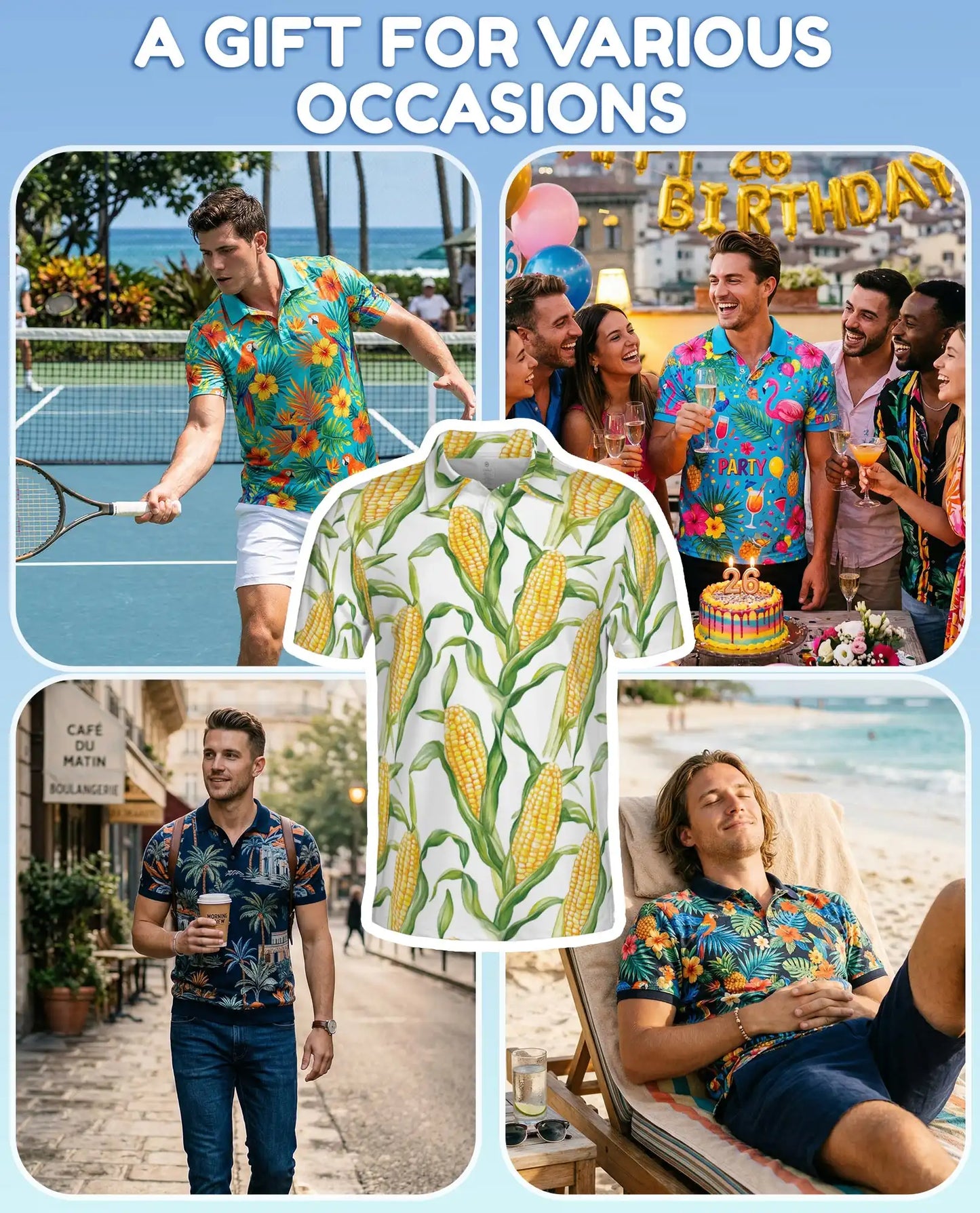 Corn Polo Shirt - Sweet Corn Farm Harvest Botanical Design | Netecom
