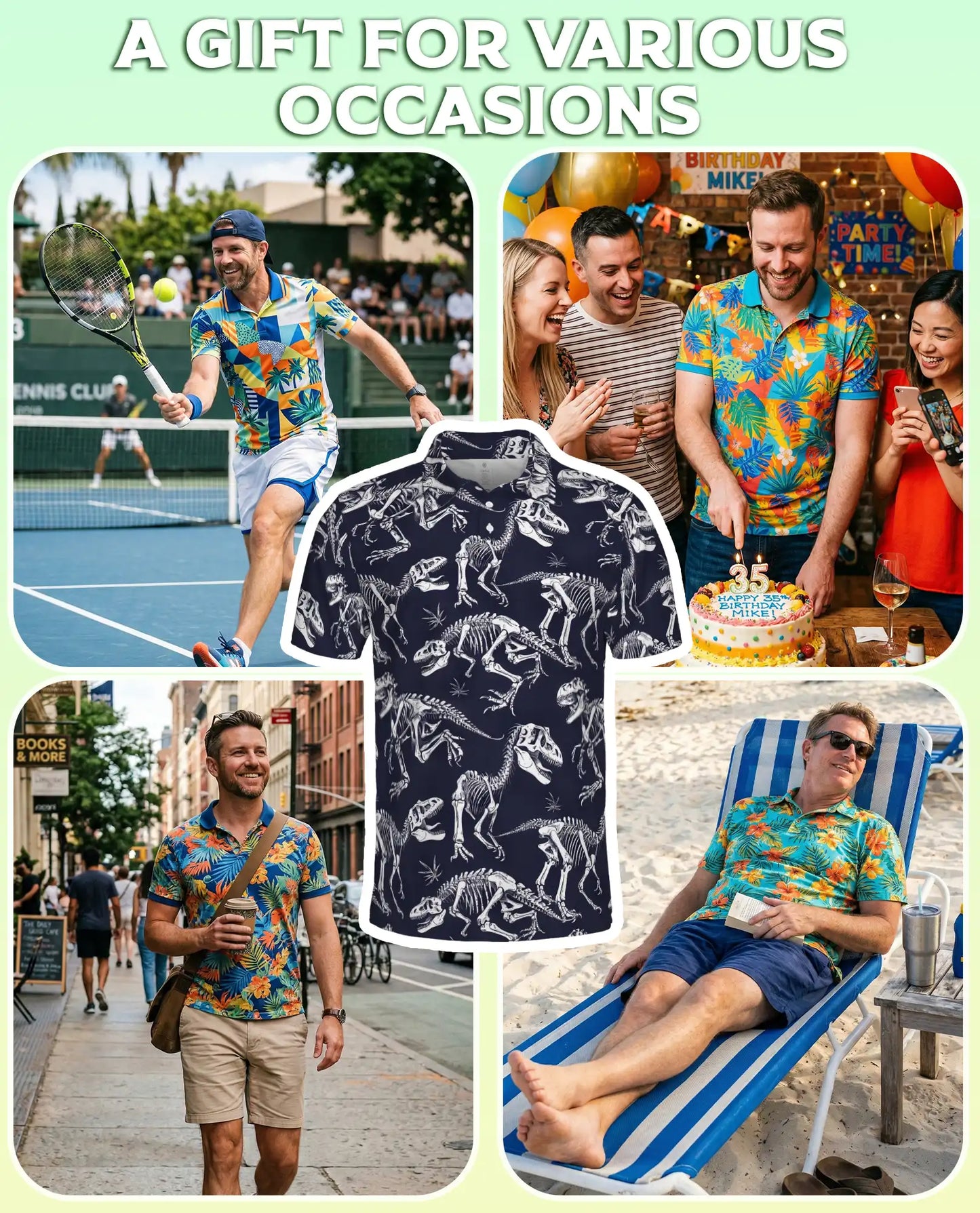 Dinosaur Skeleton 3D Polo Shirt for Men – Fossil Bones Jurassic Style | Netecom