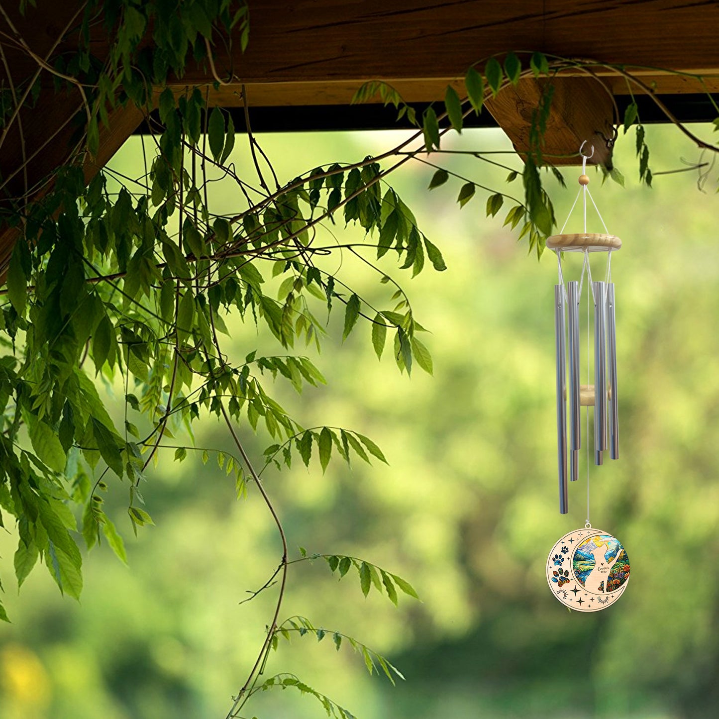 Netecom Pitbull Dog Wind Chimes Memorial, Personalized Pet Memorial Windchime for Dog Suncatcher, Dog Loss Memorial Ornament, Loss of Pet Remembrance Gift, Sympathy Pet Wind Chimes Outdoor Garden