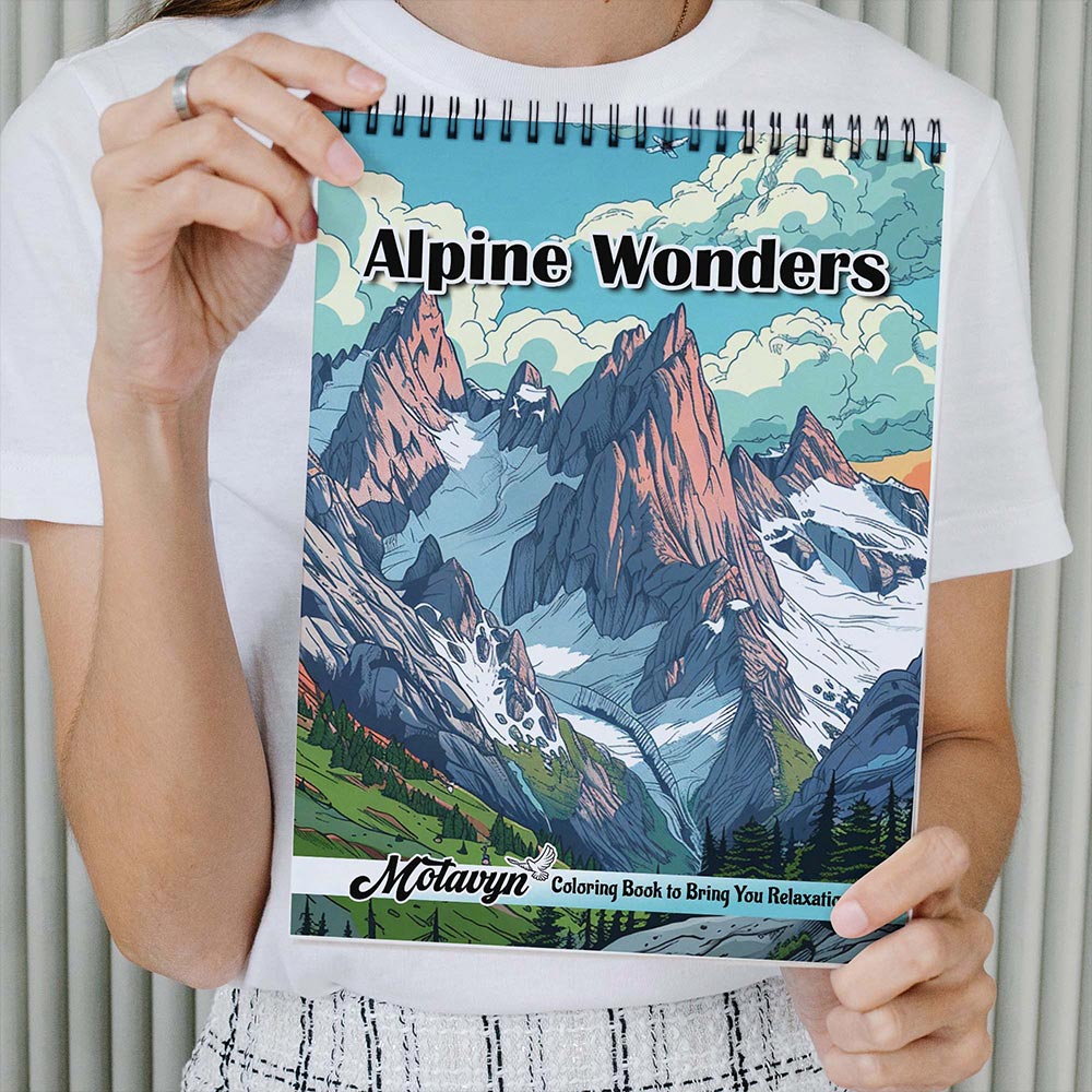 MOTAVYN Alpine Wonders Coloring Book Spiral Bound for Adults