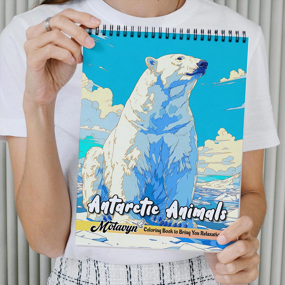 MOTAVYN Antarctic Animals Coloring Book Spiral Bound for Adults