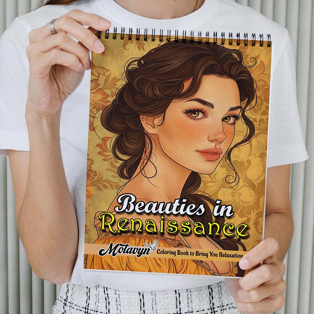 MOTAVYN Beauties in Renaissance Coloring Book Spiral Bound for Adults