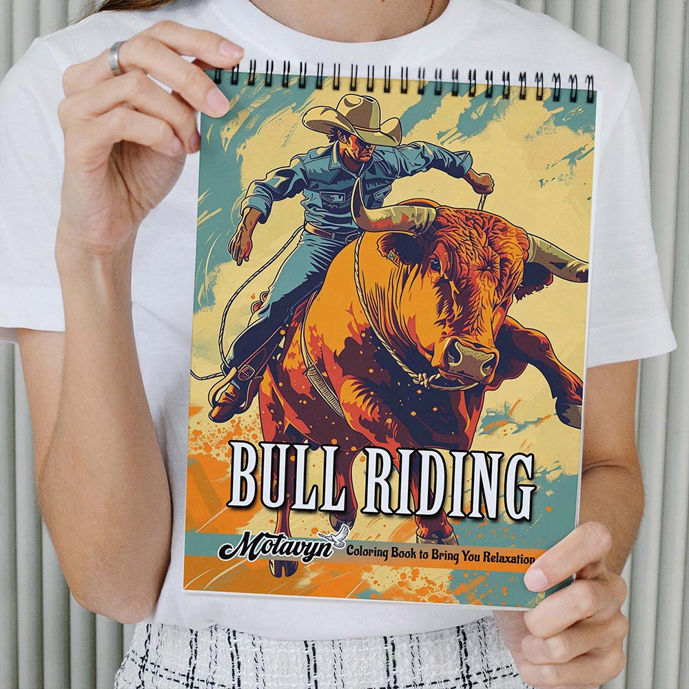 MOTAVYN Bull Riding Coloring Book Spiral Bound for Adults