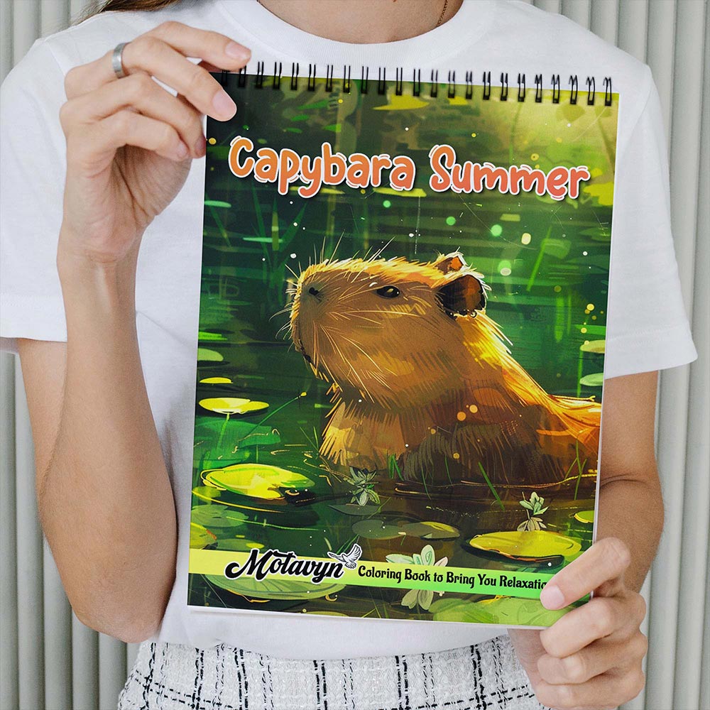 MOTAVYN Capybara Summer Coloring Book Spiral Bound for Adults