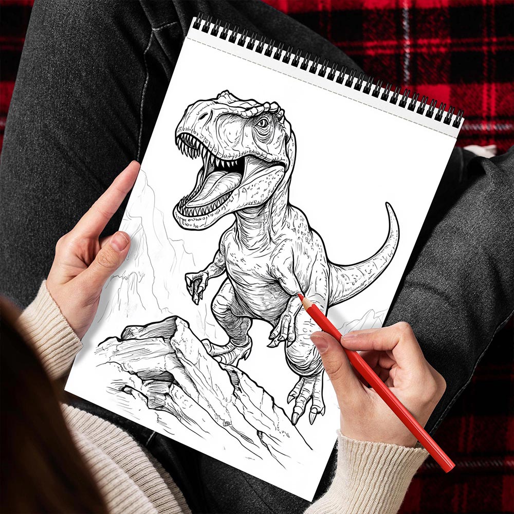 MOTAVYN Carnivorous Dinosaurs Spiral Bound Coloring Book for Adults