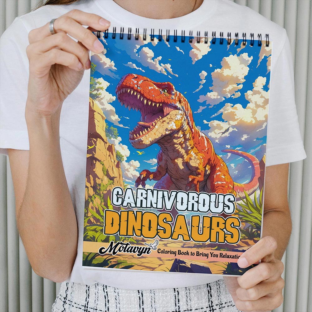 MOTAVYN Carnivorous Dinosaurs Coloring Book Spiral Bound for Adults