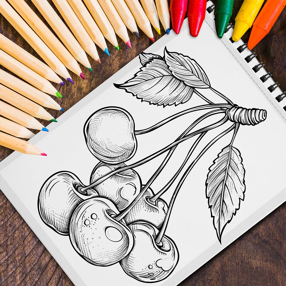 MOTAVYN Cherry Spiral Coloring Book for Adults