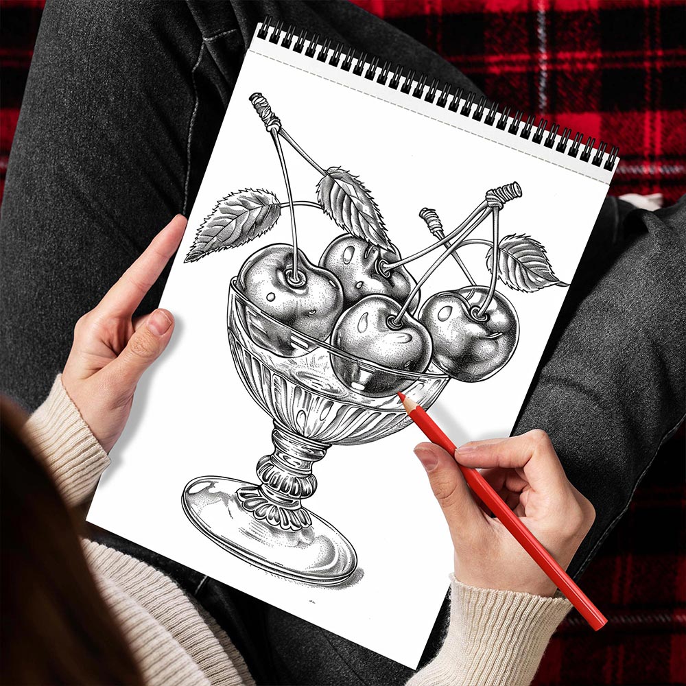 MOTAVYN Cherry Spiral Bound Coloring Book for Adults