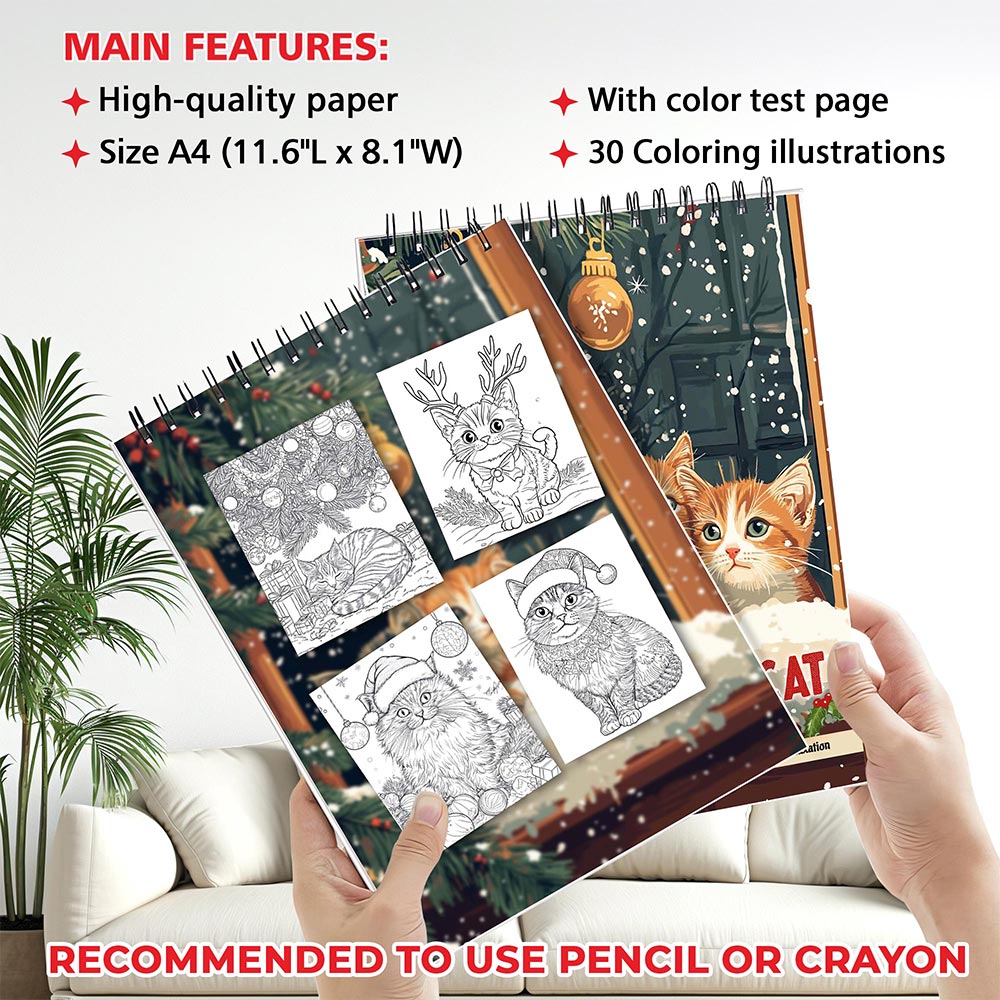MOTAVYN Christmas Cats Coloring Sheets for Adults