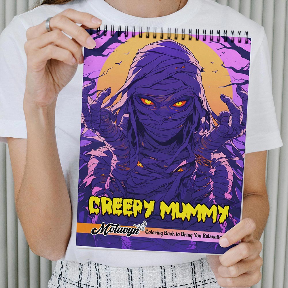 MOTAVYN Creepy Mummy Coloring Book Spiral Bound for Adults