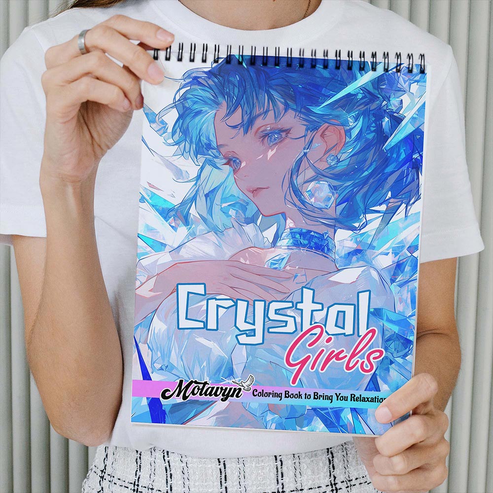 MOTAVYN Crystal Girls Coloring Book Spiral Bound for Adults