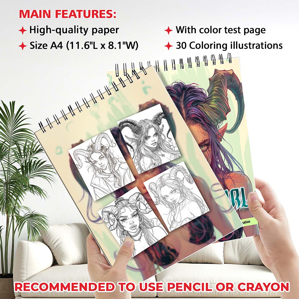 MOTAVYN Demon Girl Coloring Sheets for Adults