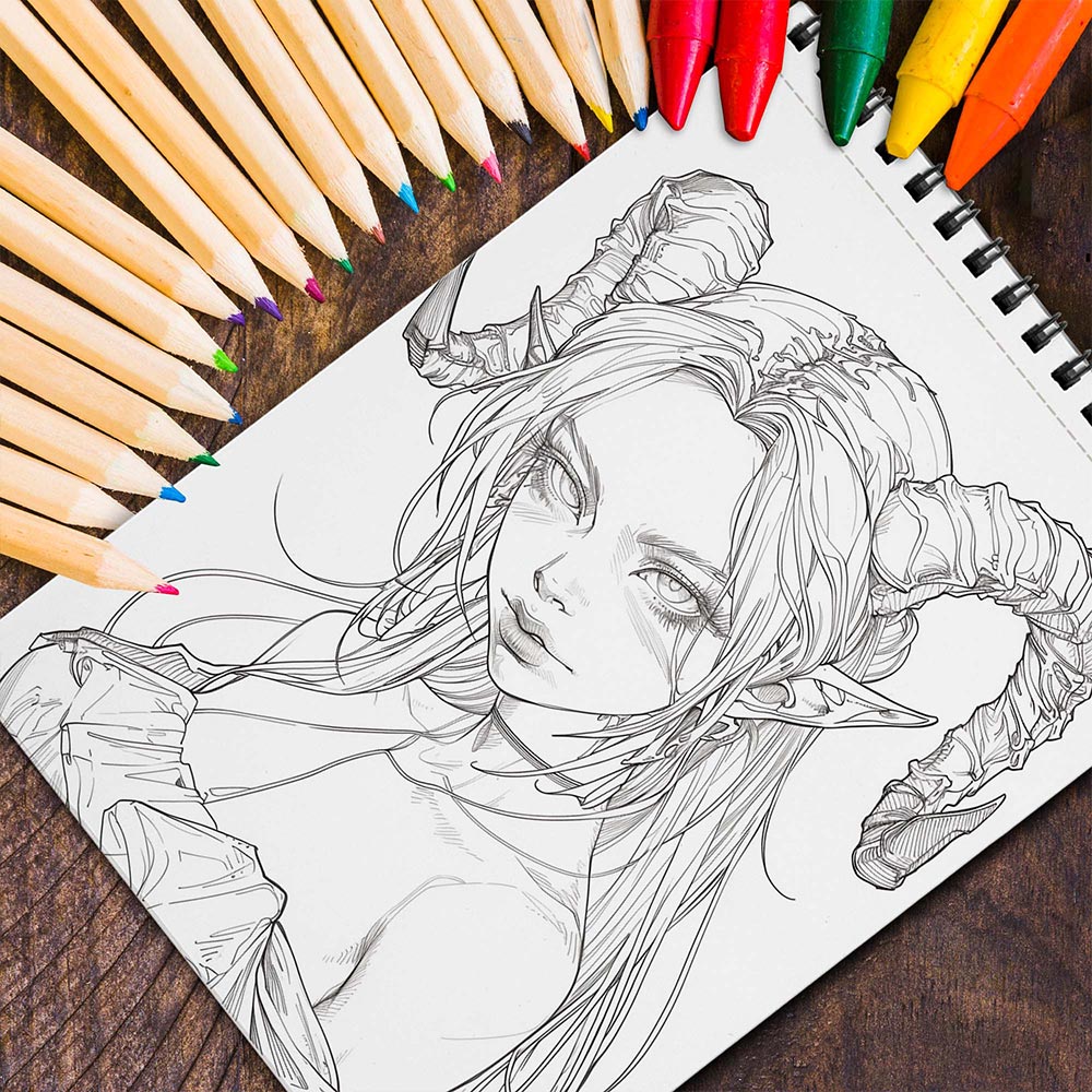 MOTAVYN Demon Girl Spiral Coloring Book for Adults