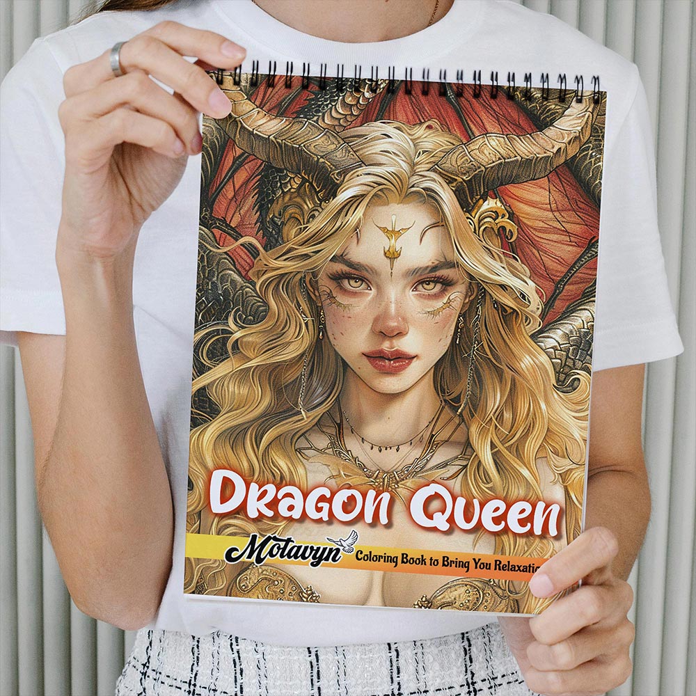 MOTAVYN Dragon Queen Coloring Book Spiral Bound for Adults