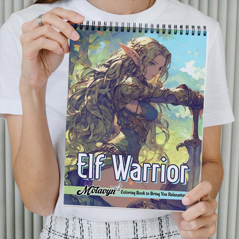 MOTAVYN Elf Warrior Coloring Book Spiral Bound for Adults