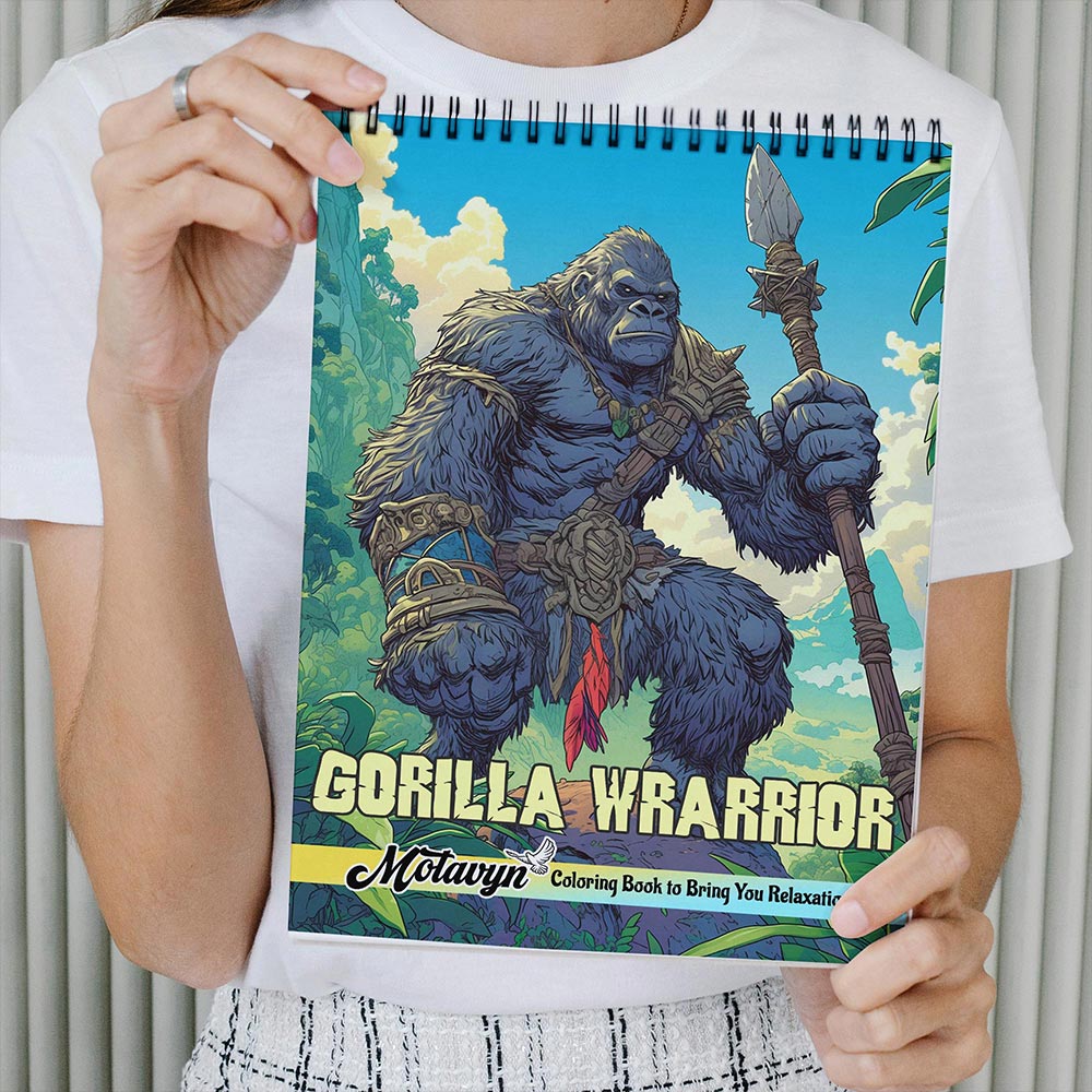 MOTAVYN Gorilla Warrior Coloring Book Spiral Bound for Adults