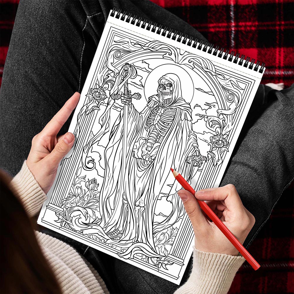 MOTAVYN Grim Reaper Spiral Bound Coloring Book for Adults