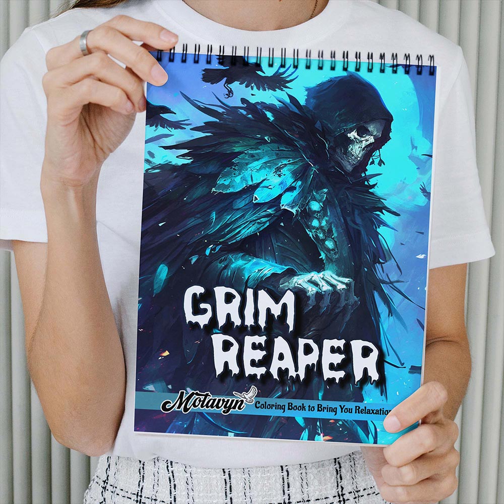 MOTAVYN Grim Reaper Coloring Book Spiral Bound for Adults